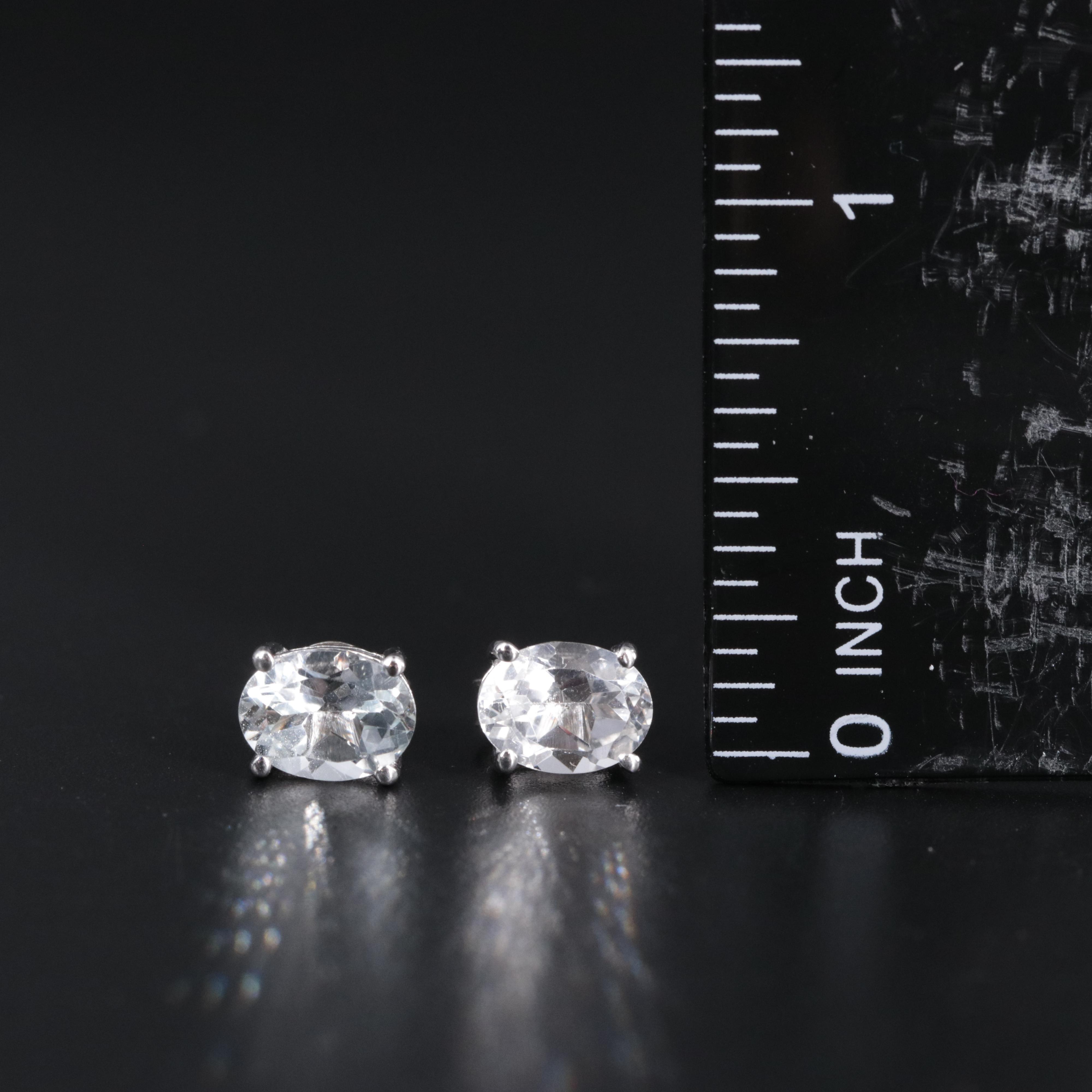 Sterling Silver Topaz Stud Earrings