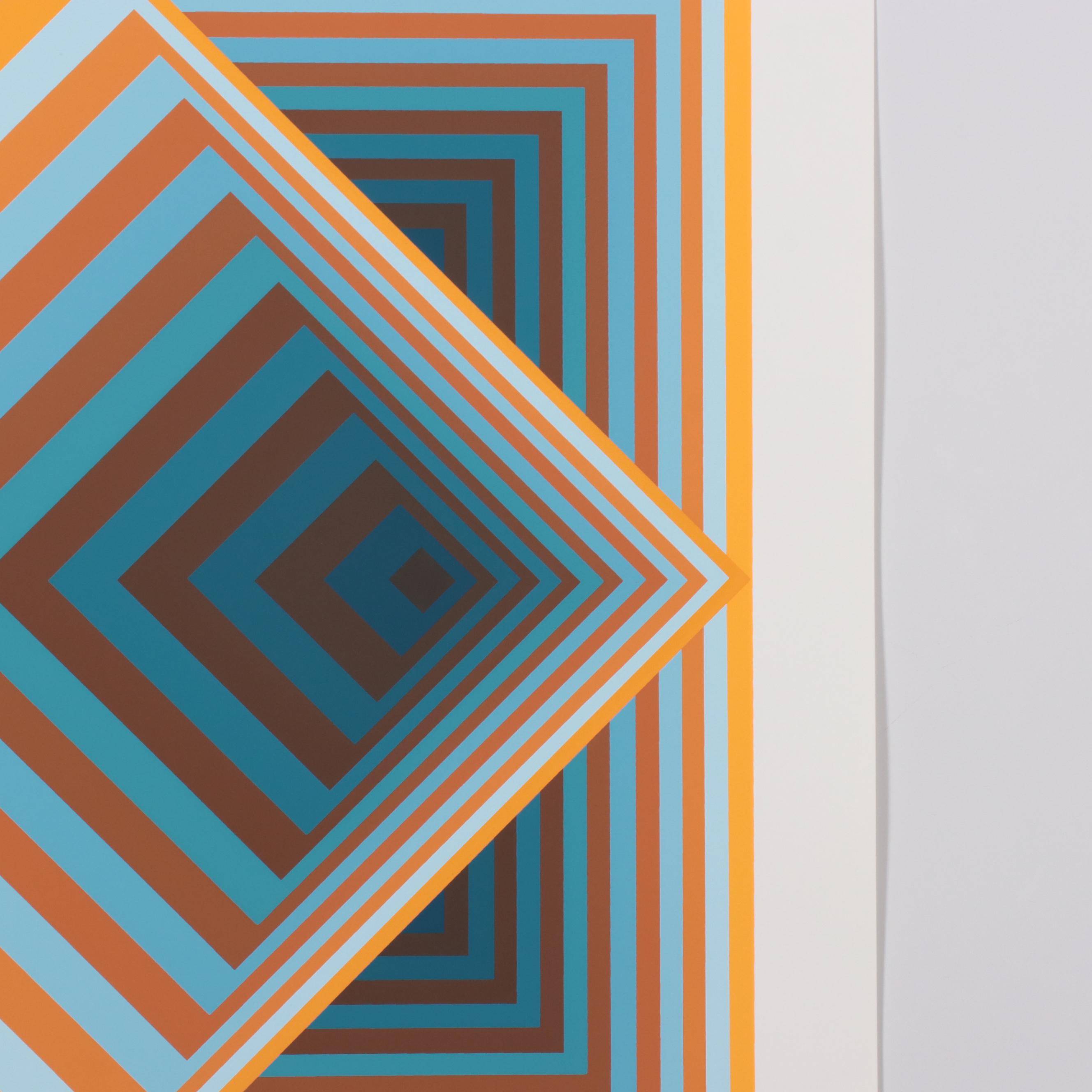 Jurgen Peters Op Art Serigraph "Pyramidal Contrast," 1981