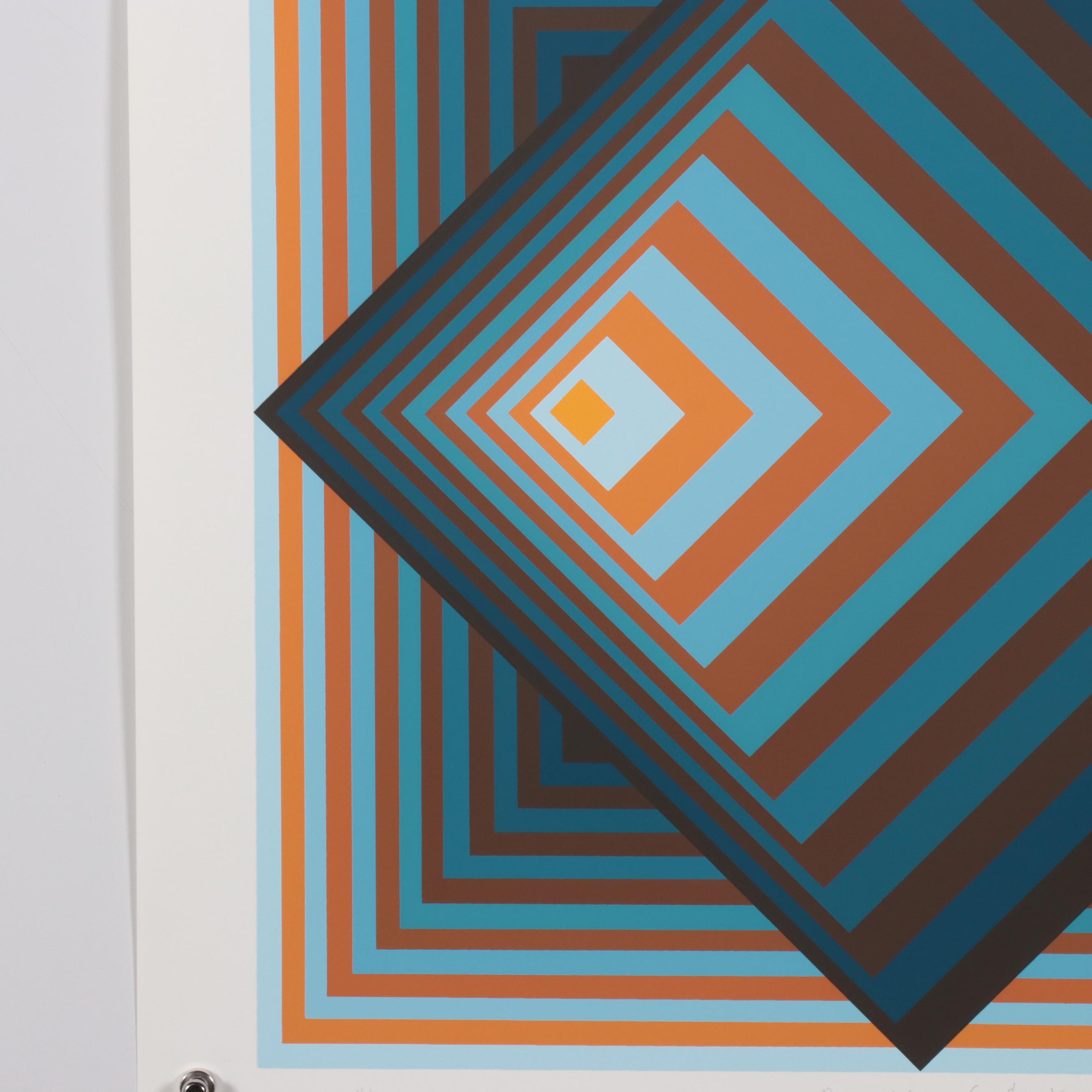 Jurgen Peters Op Art Serigraph "Pyramidal Contrast," 1981