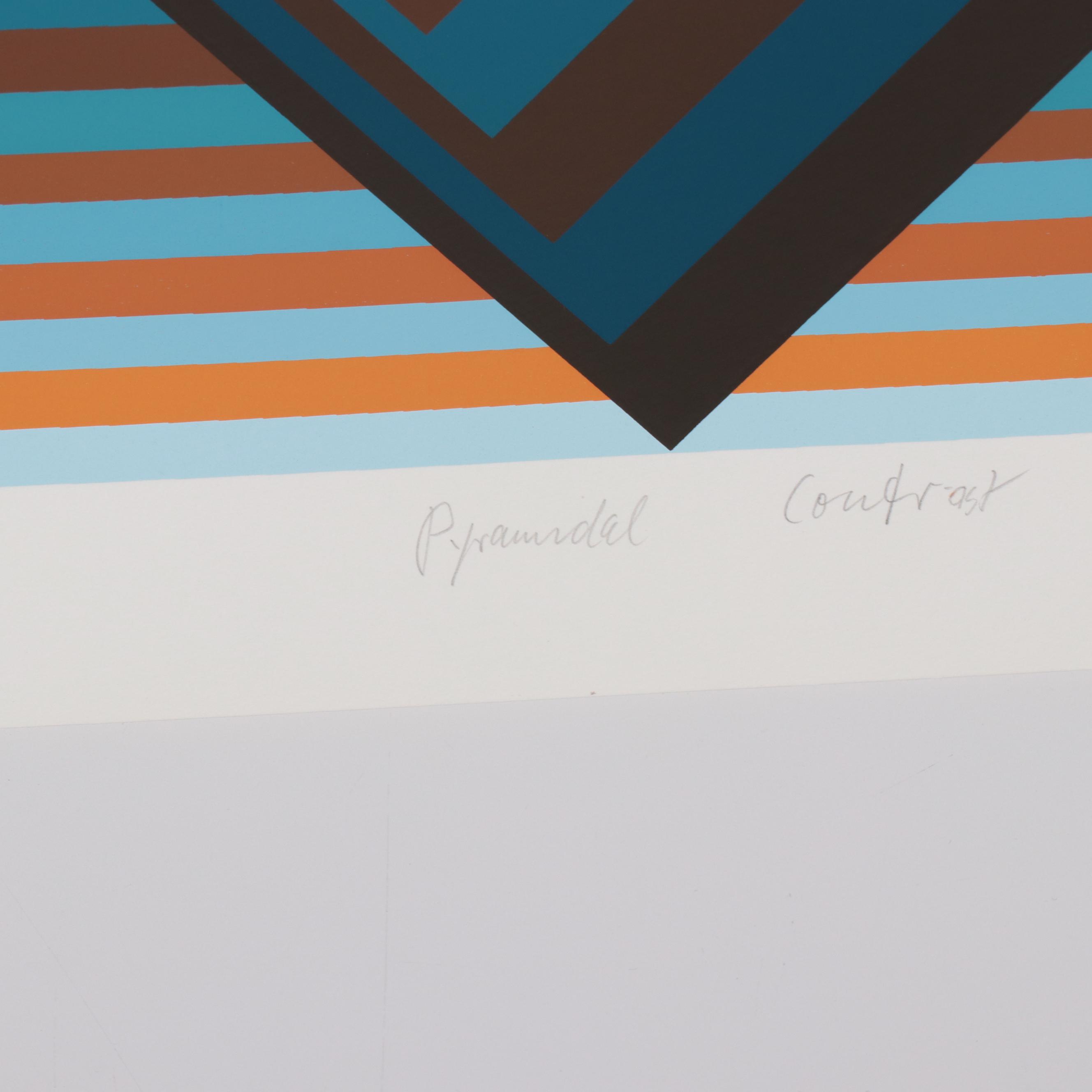 Jurgen Peters Op Art Serigraph "Pyramidal Contrast," 1981