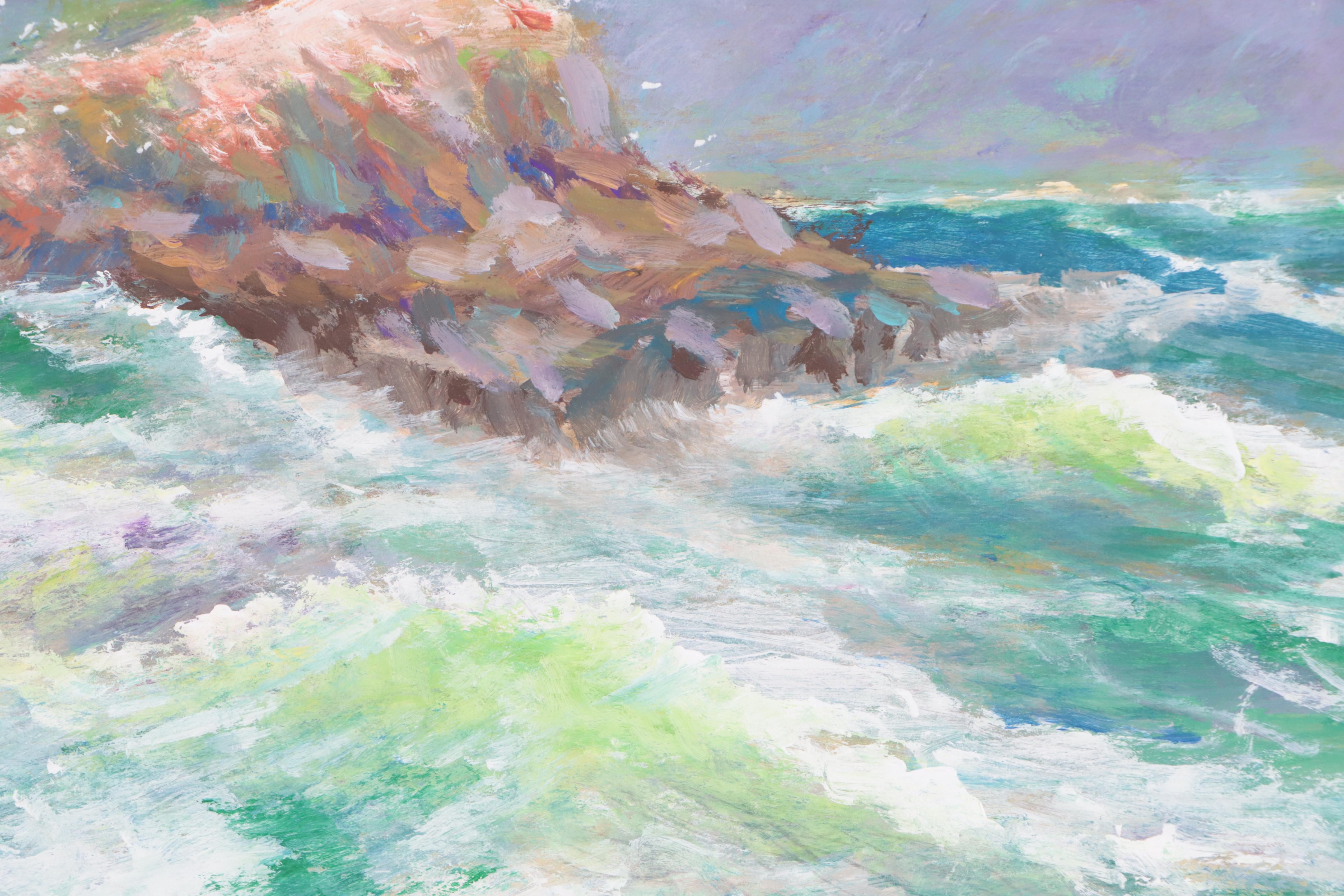 Robert Riddle-Baker Acrylic Seascape Painting "Gull Island," 2023