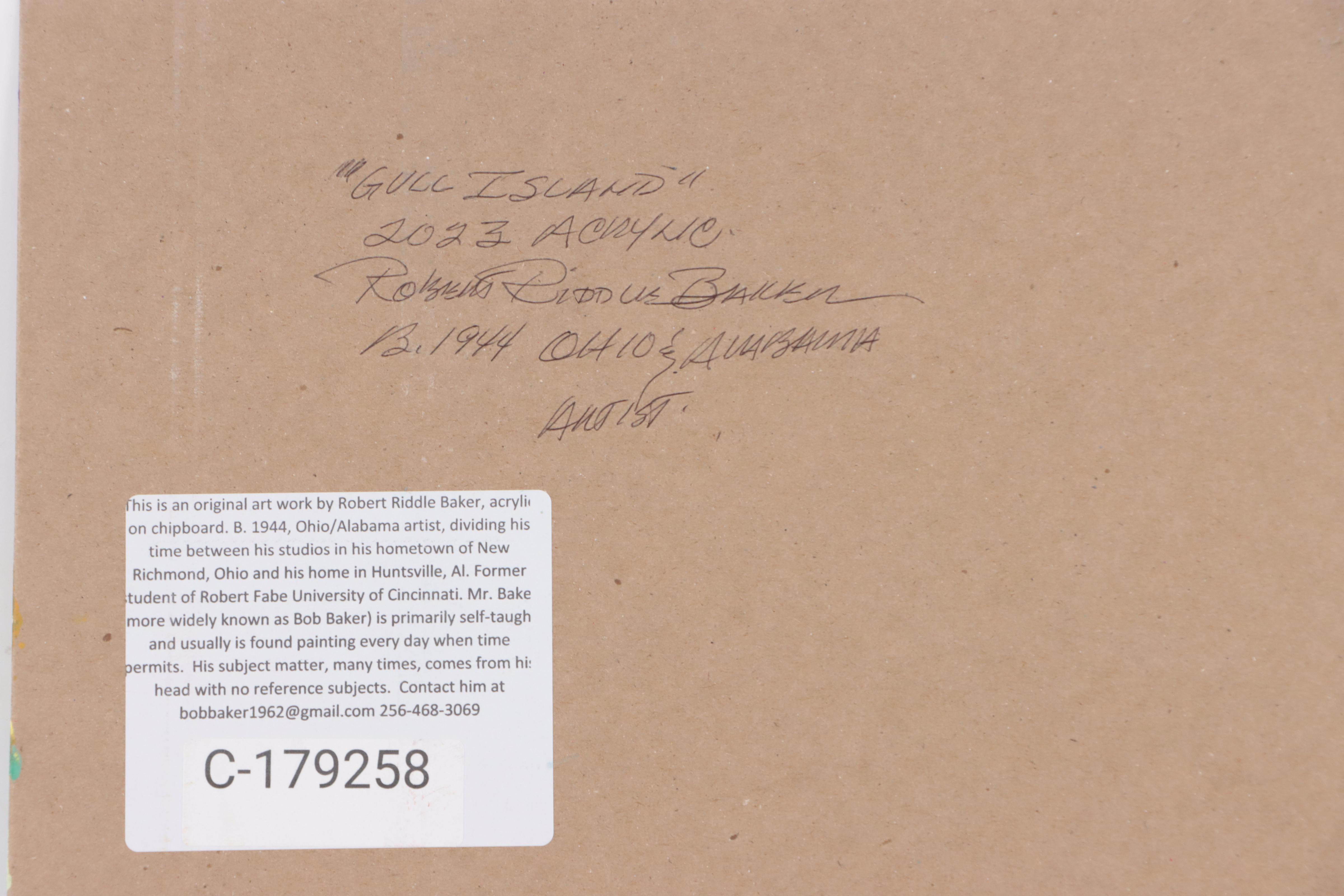 Robert Riddle-Baker Acrylic Seascape Painting "Gull Island," 2023