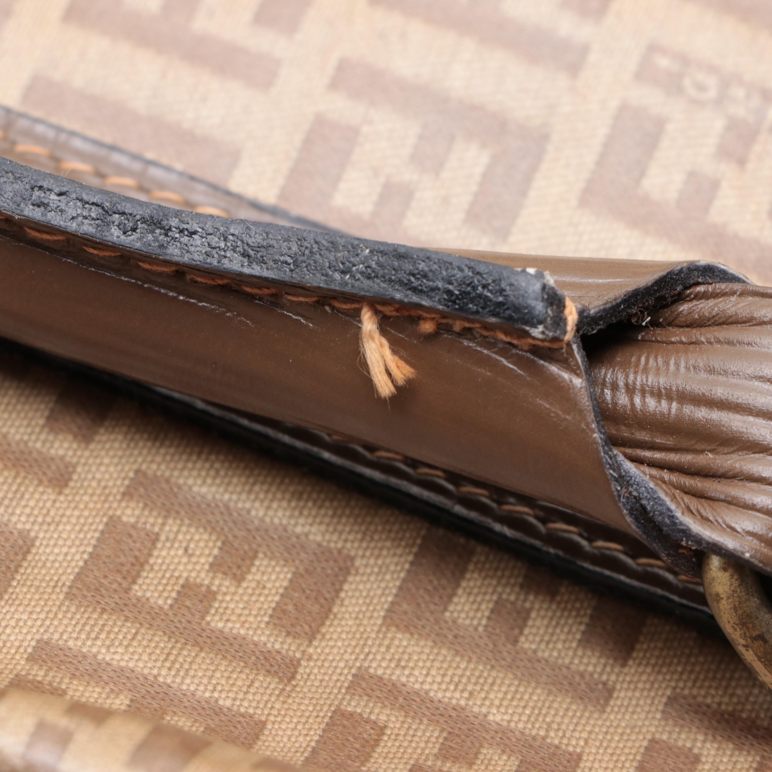 Fendi Boston Bag in Zucca Coated Canvas and Textured Leather Trim