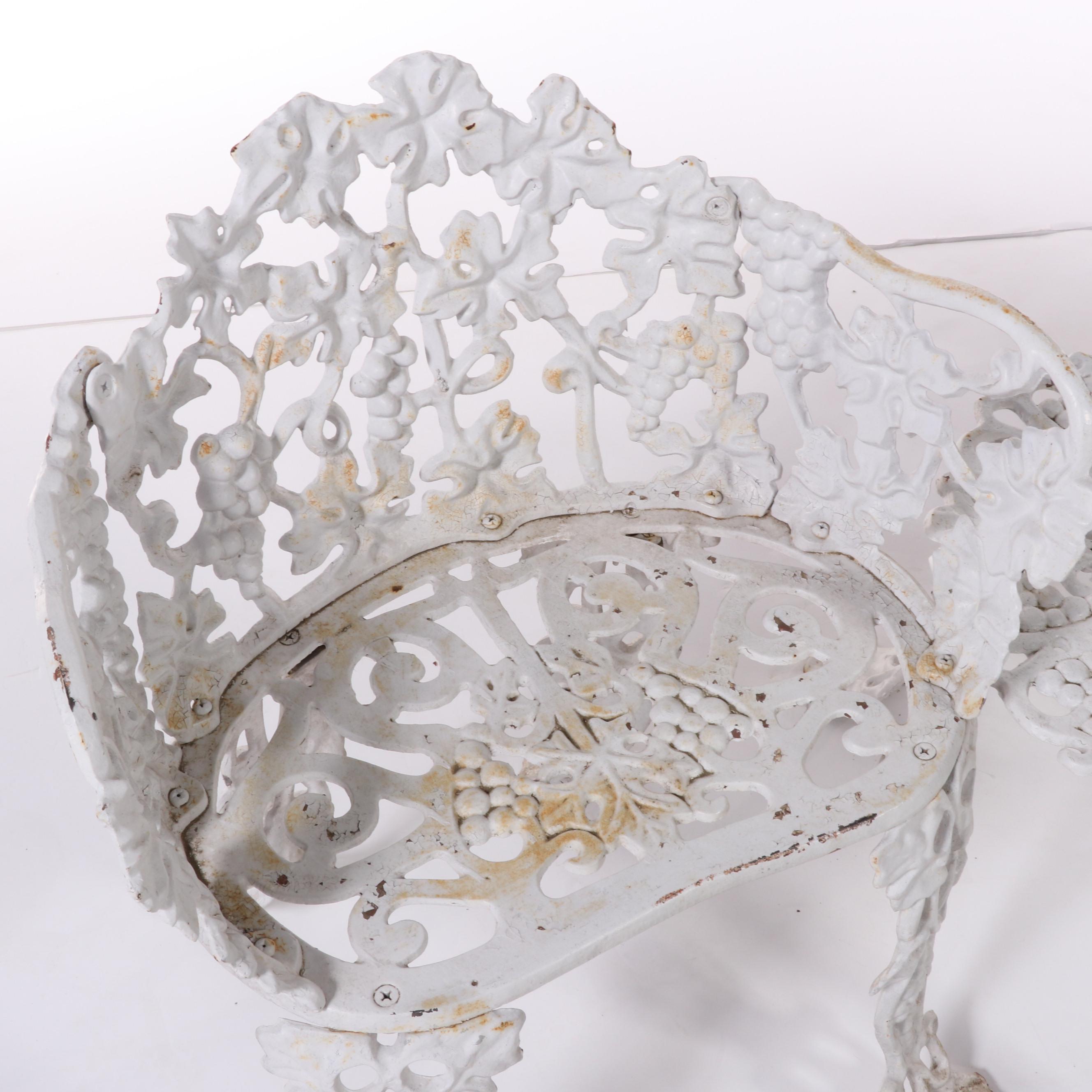 Victorian Style Cast Iron Patio Armchairs With Side Table, Late 20th C