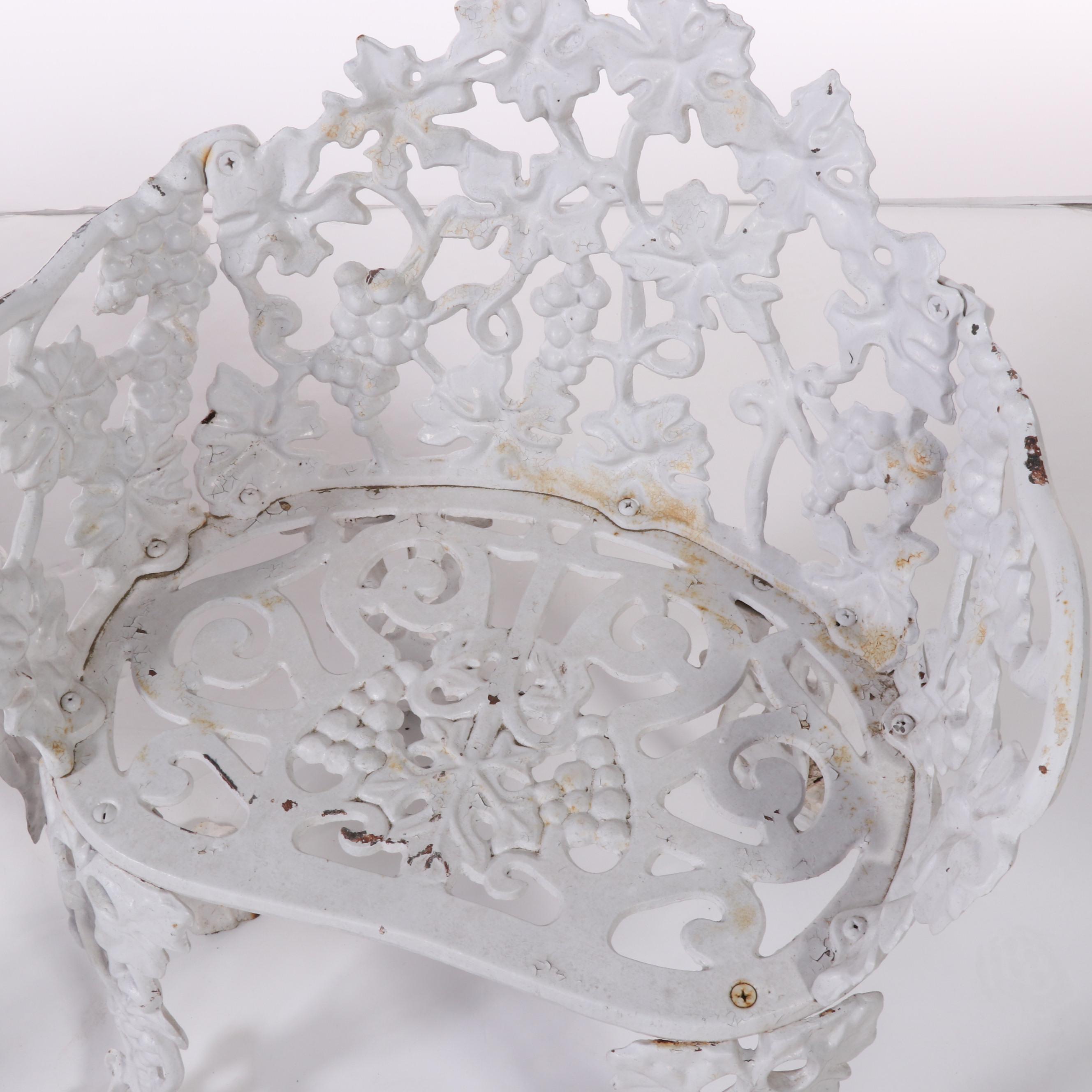 Victorian Style Cast Iron Patio Armchairs With Side Table, Late 20th C