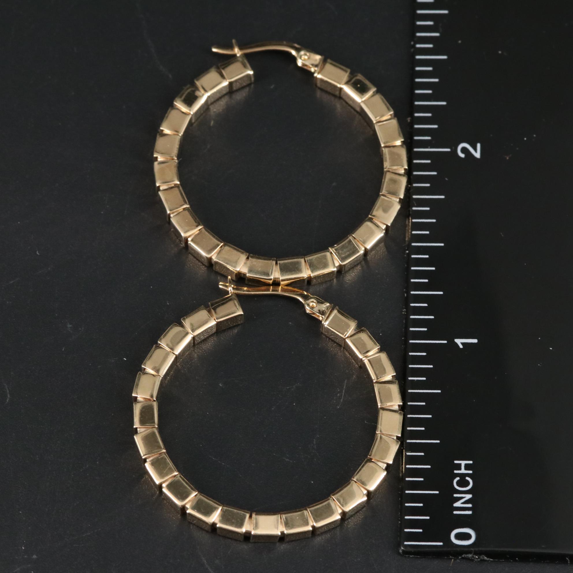 10K Textured Hoop Earrings