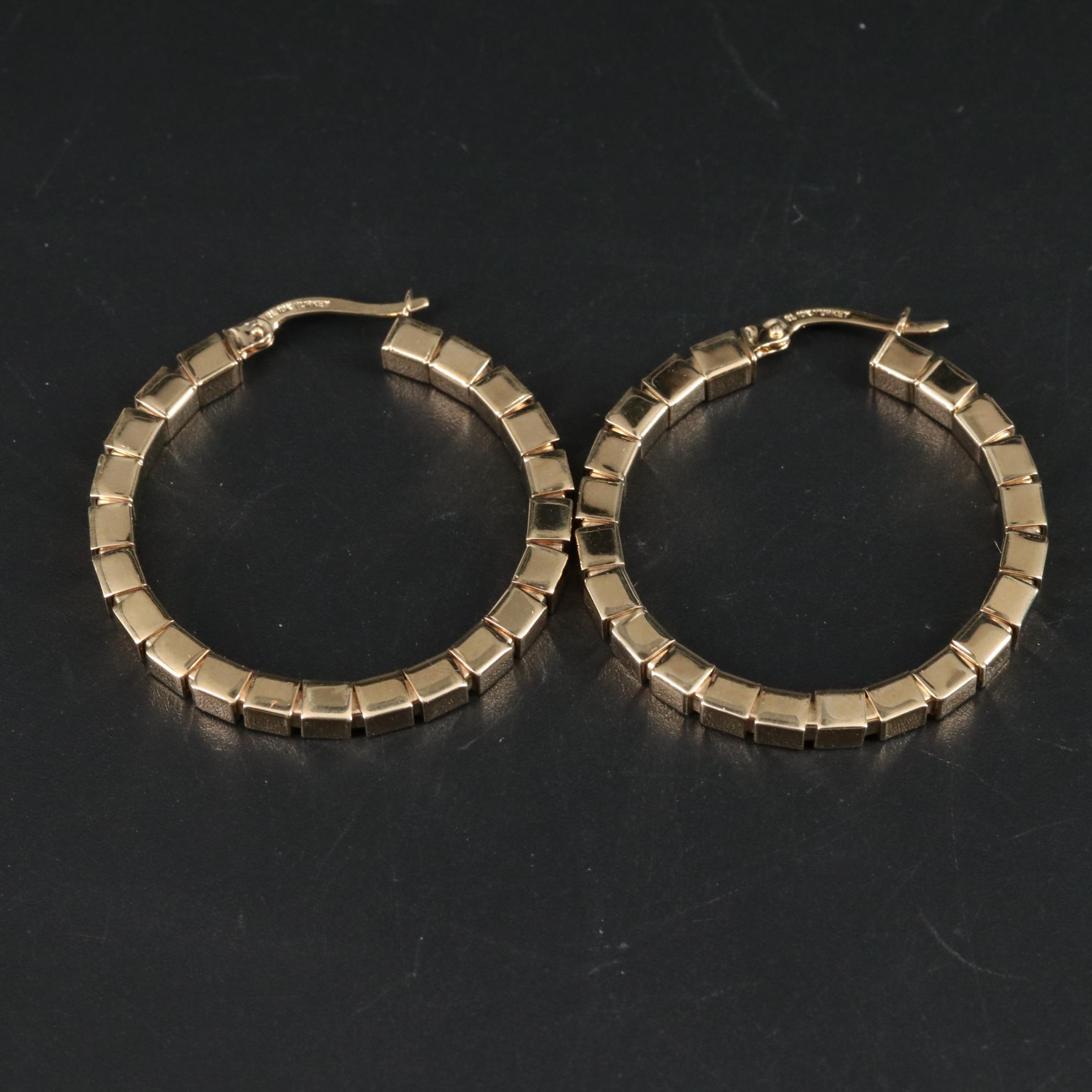 10K Textured Hoop Earrings