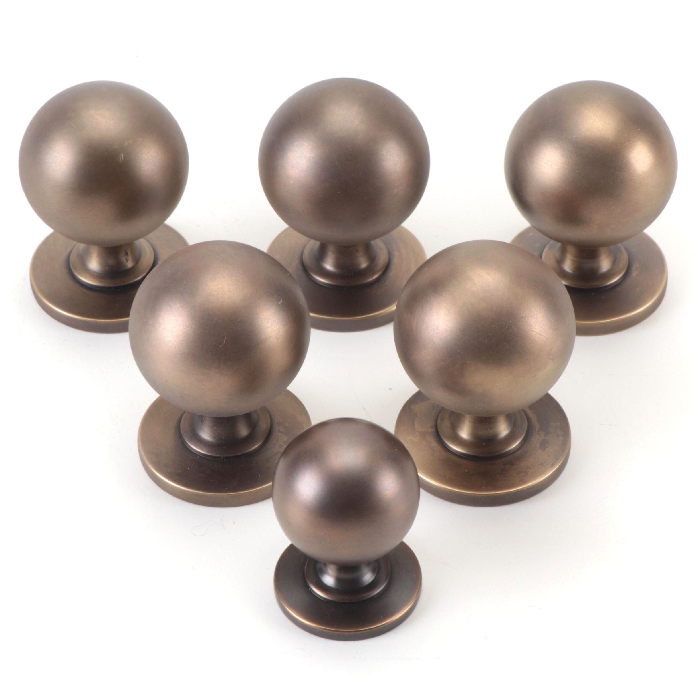 Round Brass Cabinet Knobs in Antique Brass Finish