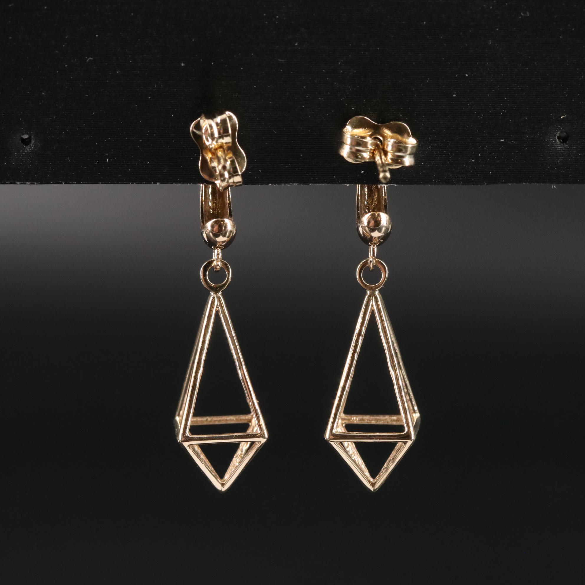 10K J-Hoop Drop Earrings
