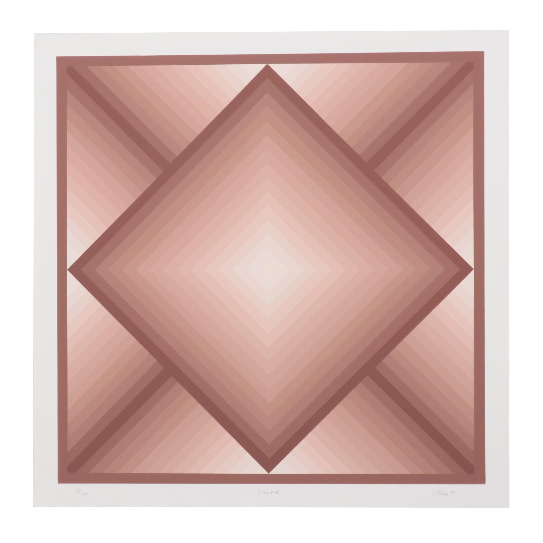 Jurgen Peters Geometric Abstract Serigraph "Diamond," 1977