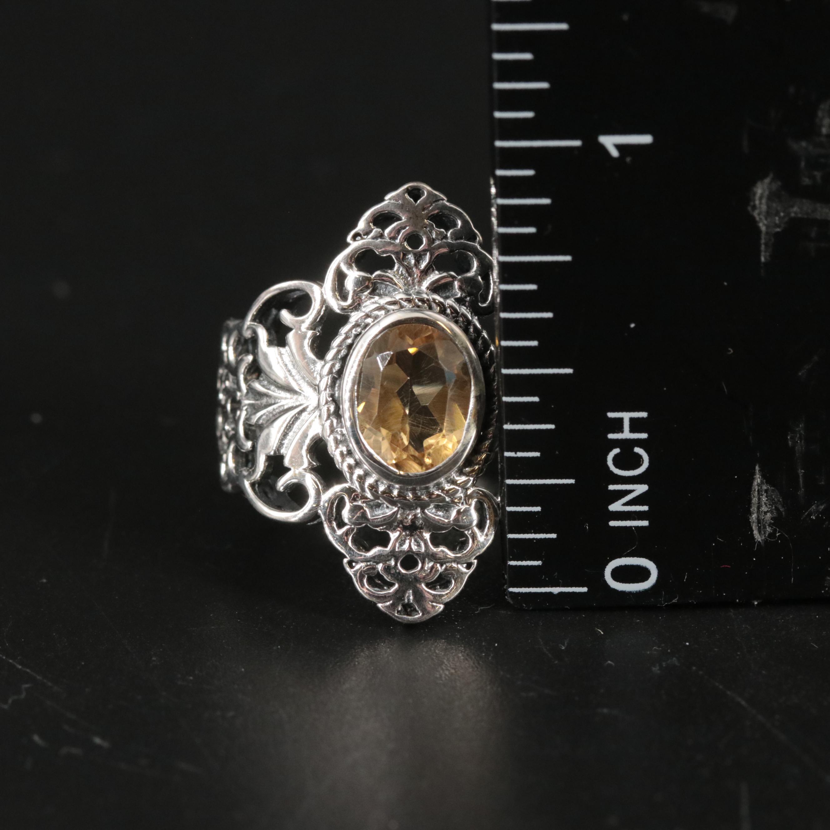 Sterling Citrine Ring