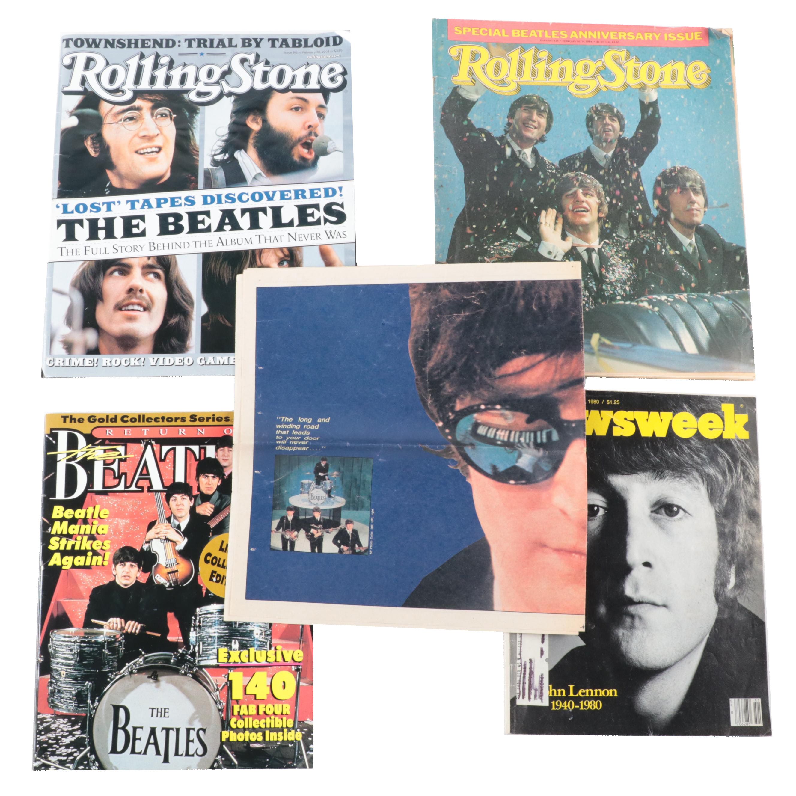 "Newsweek" with Other Magaines and Newspaper Featuring The Beatles