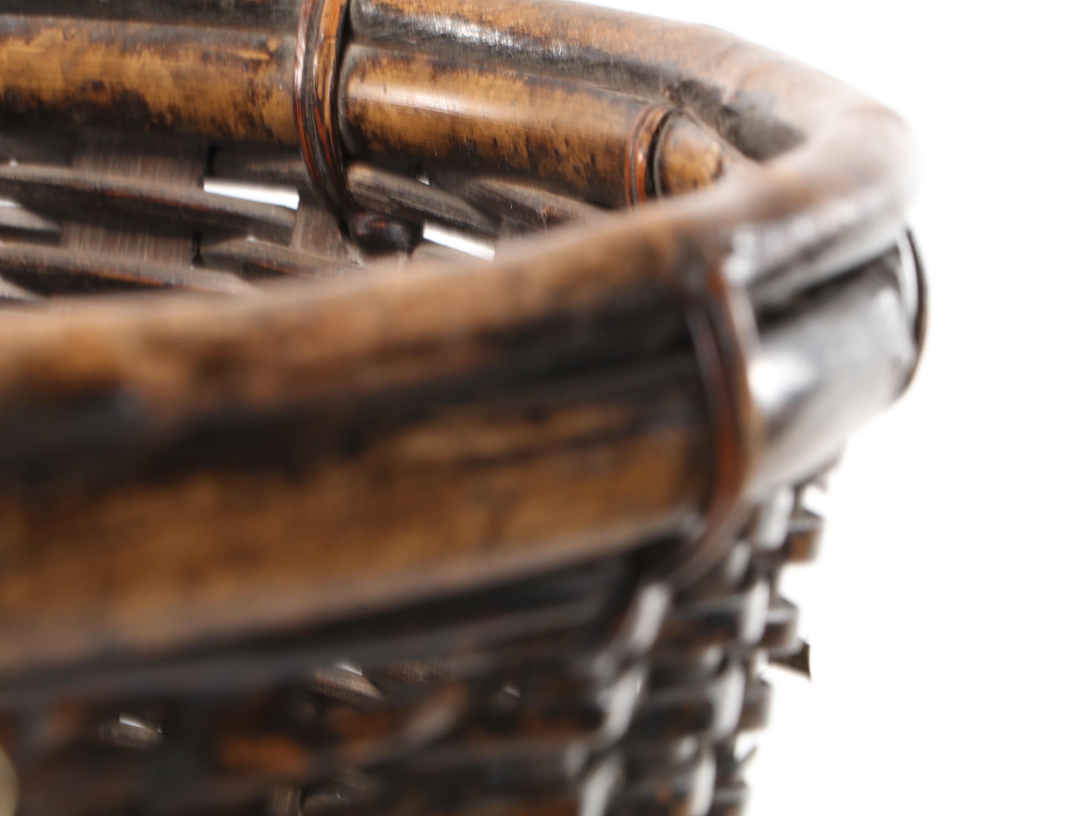 Philippine Woven Bamboo Reed Back Pack Basket, Mid 20th Century