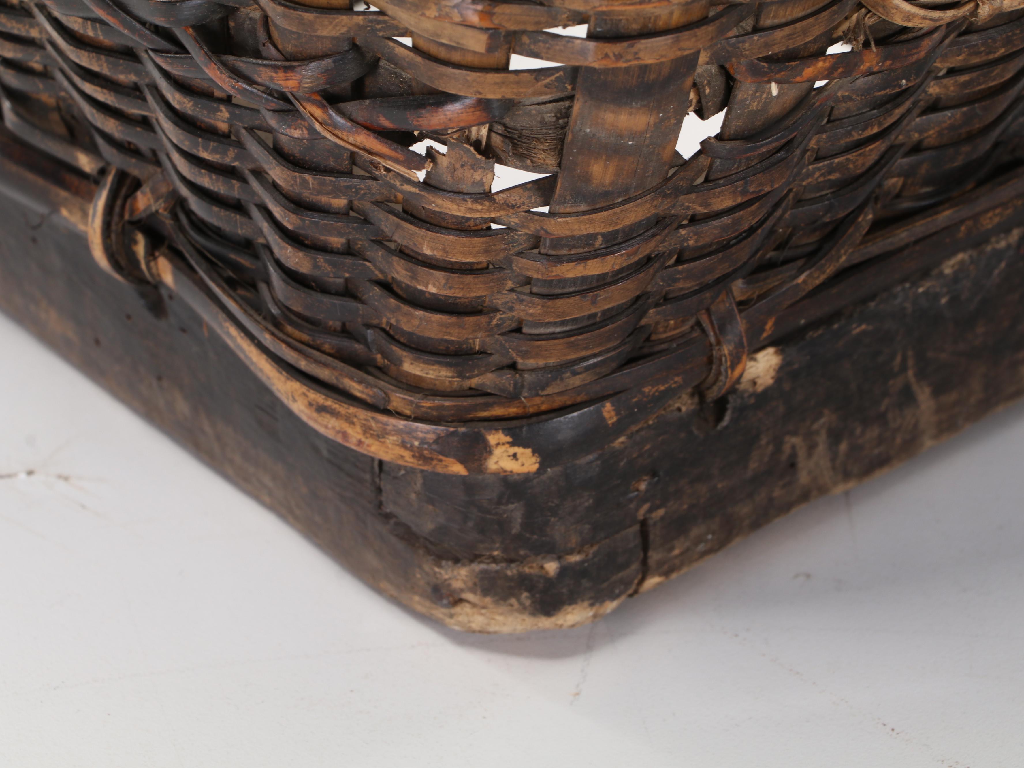 Philippine Woven Bamboo Reed Back Pack Basket, Mid 20th Century