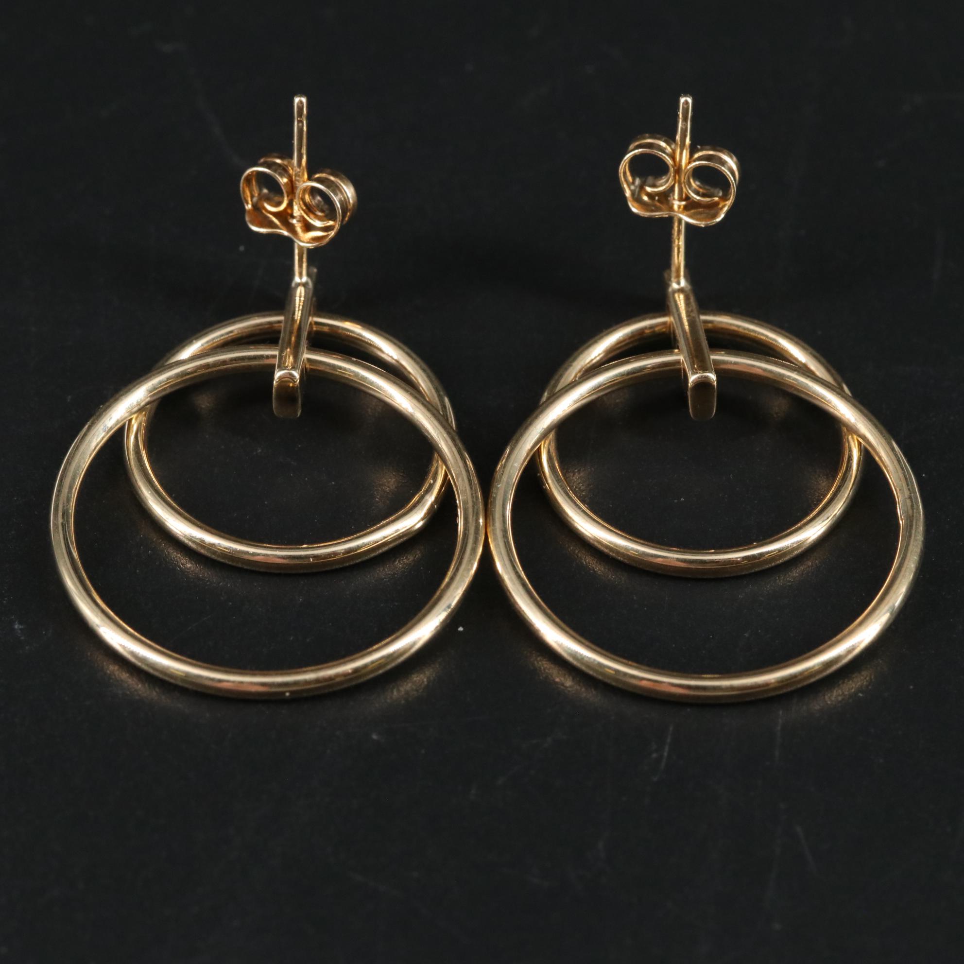 10K Hoop Drop Earrings