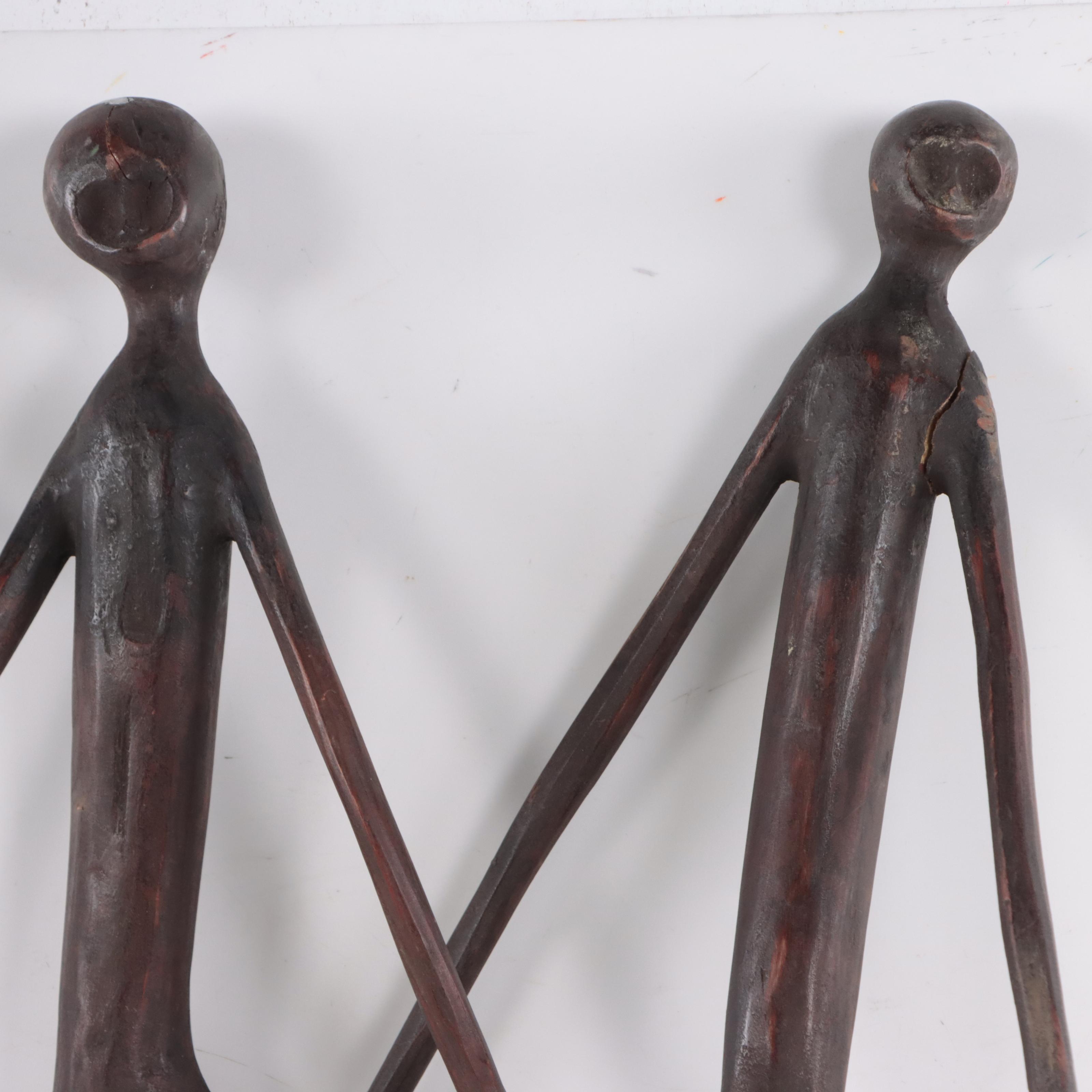 Folk Art Carved Wood Stick Figures