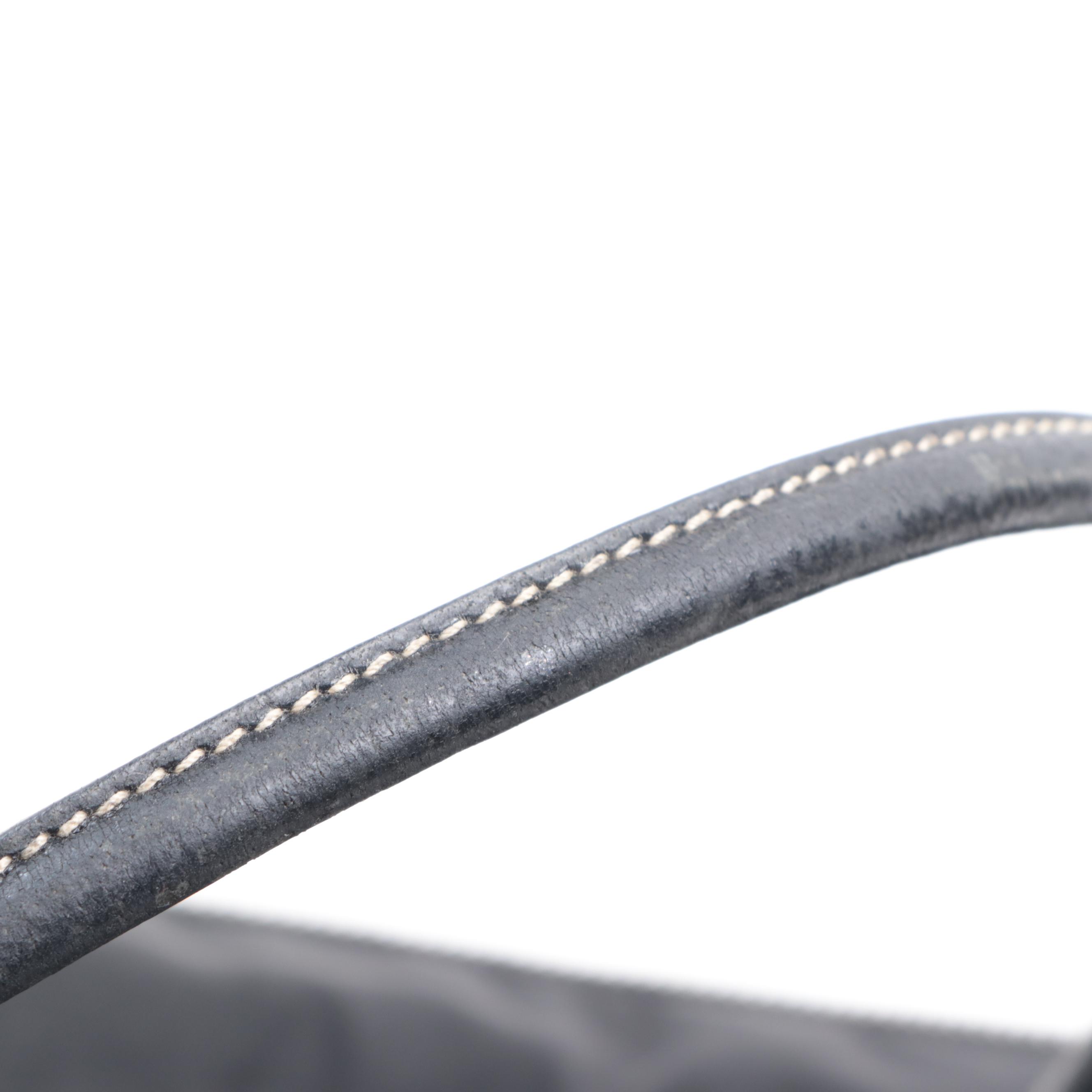 Prada Medium Zip Shoulder Tote in Black Nylon Gabardine/Constrast-Stitch Leather