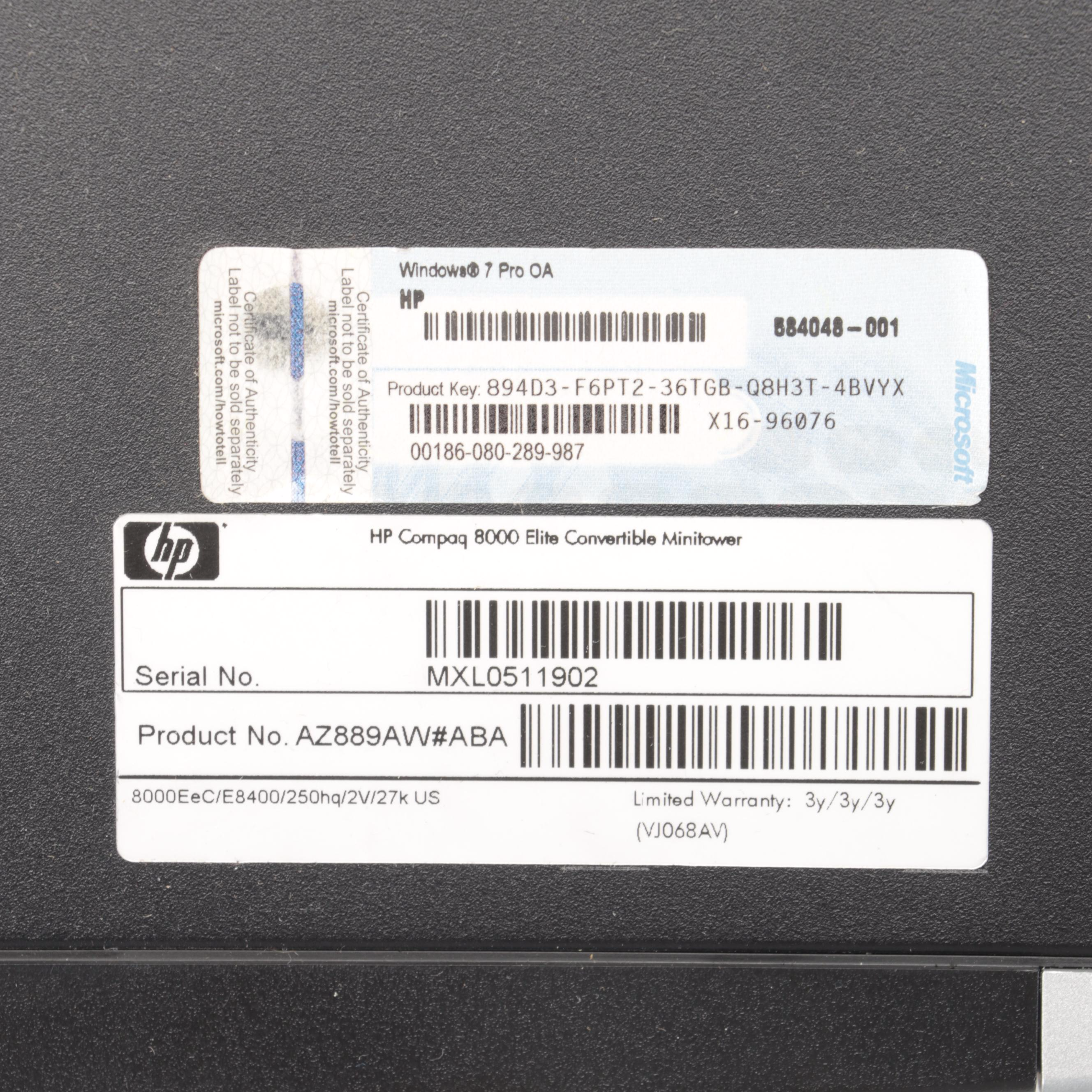 HP Compaq 8000 Elite Convertible Minitower PC with Keyboard