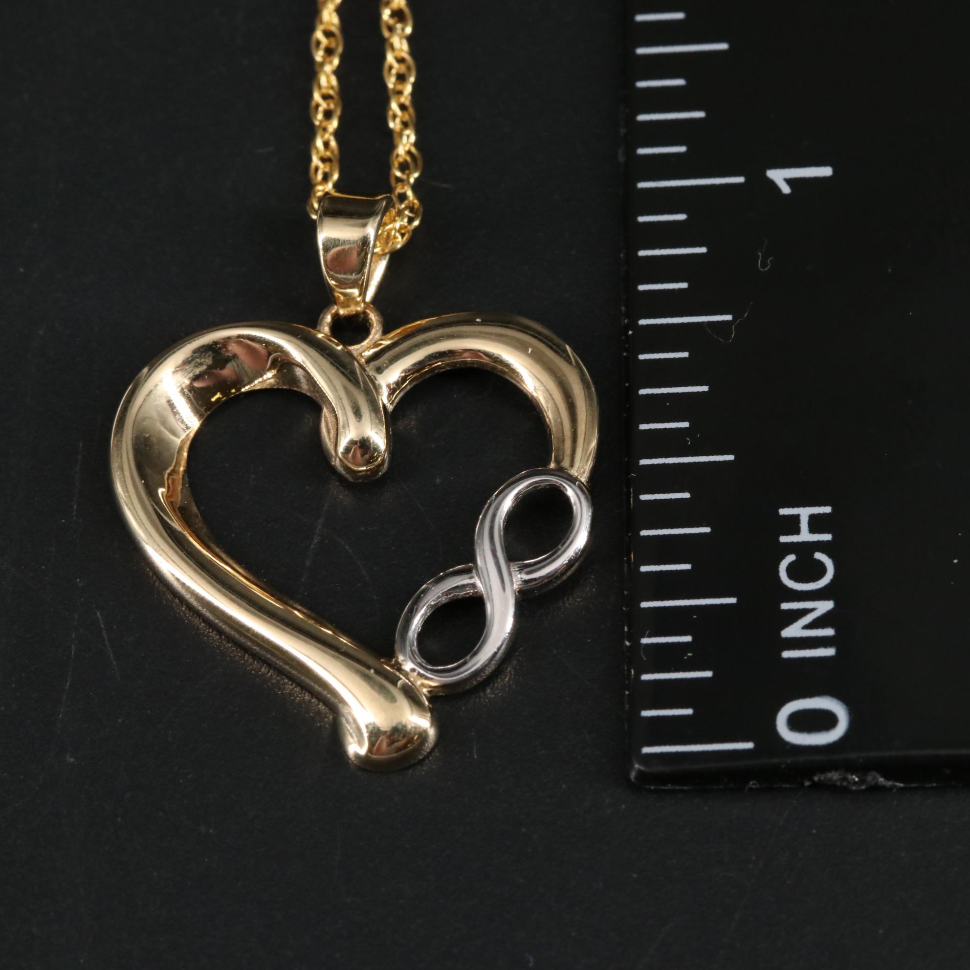 10K Infinity Heart Pendant Necklace