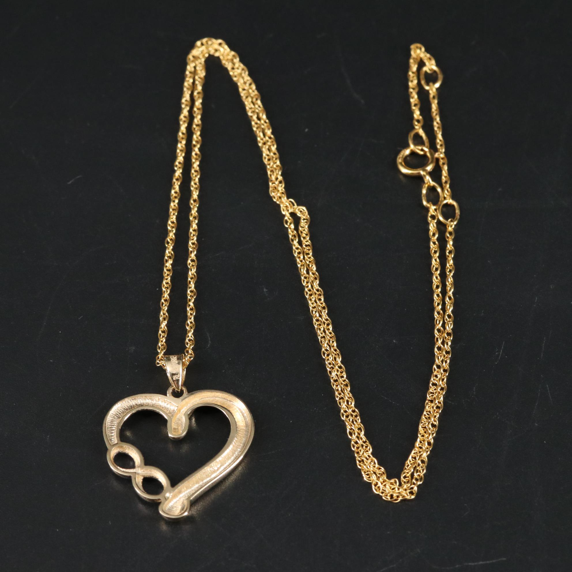 10K Infinity Heart Pendant Necklace