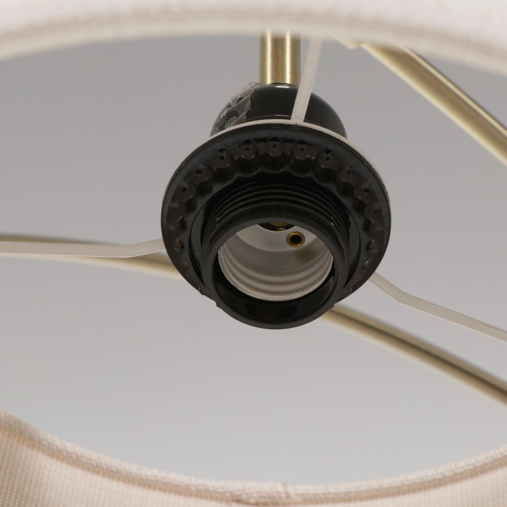 Contemporary H-Welldone Antiqued Brass and Marble Three-Light Arched Floor Lamp