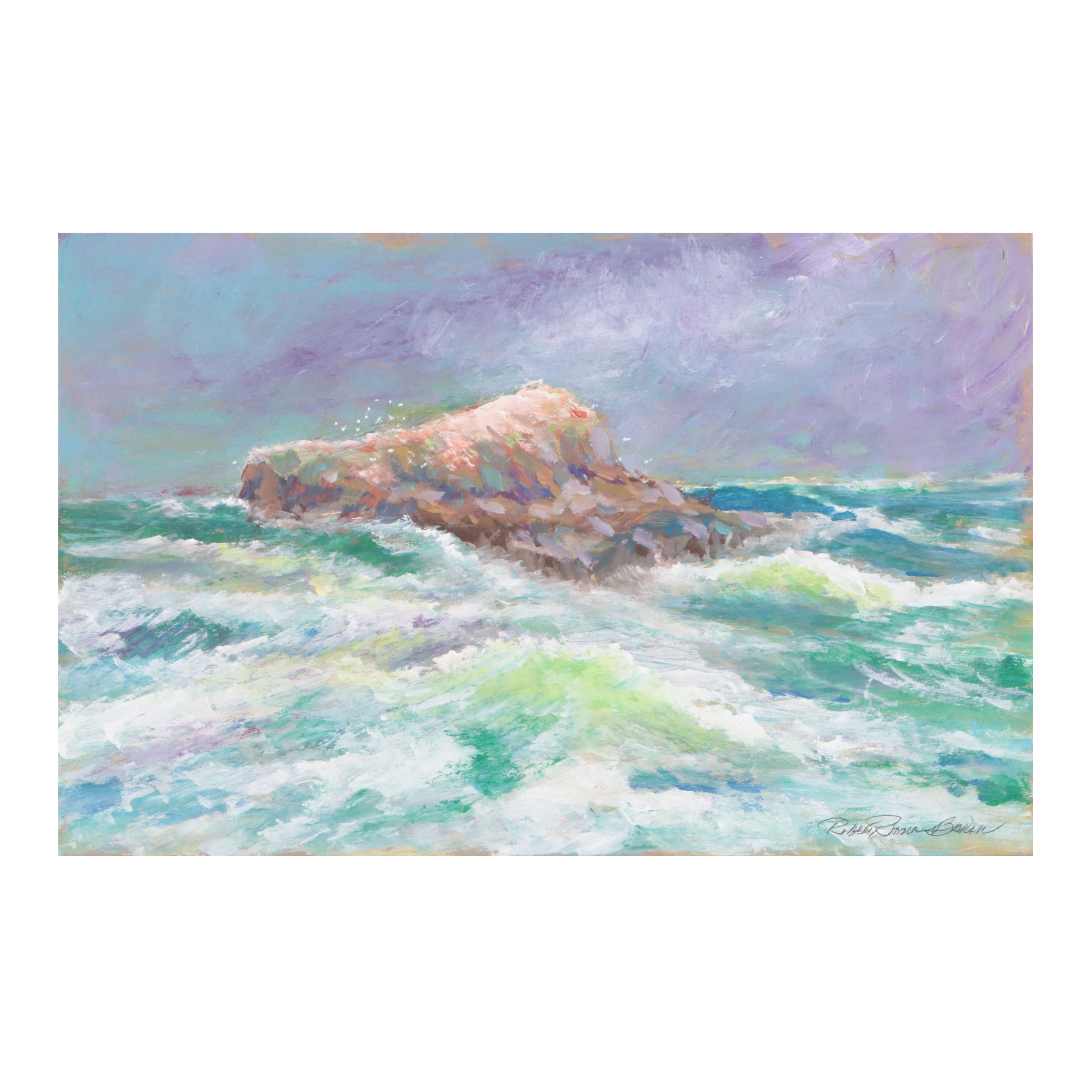 Robert Riddle-Baker Acrylic Seascape Painting "Gull Island," 2023