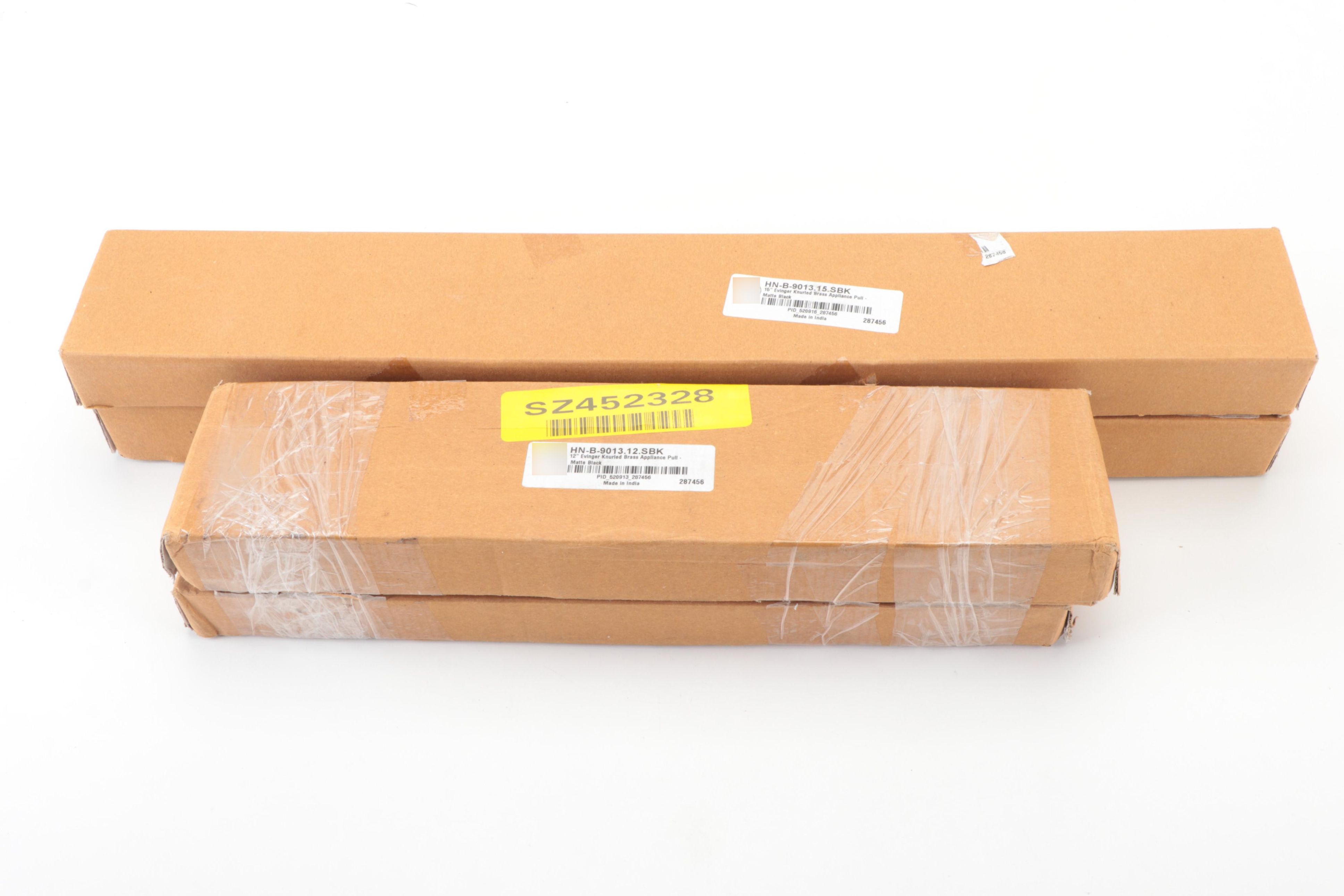 Knurled Brass Appliance Pulls in Matte Black Finish