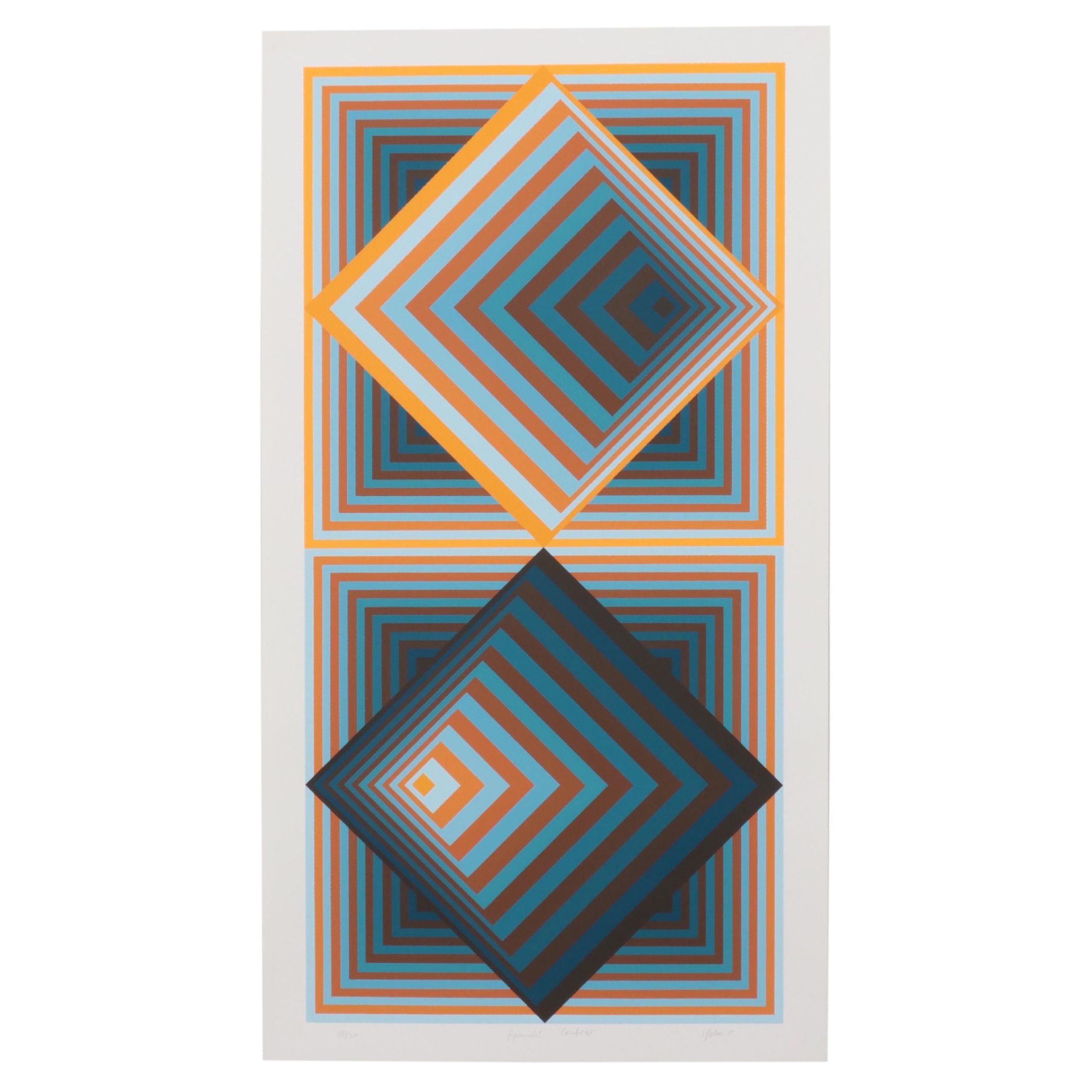 Jurgen Peters Op Art Serigraph "Pyramidal Contrast," 1981