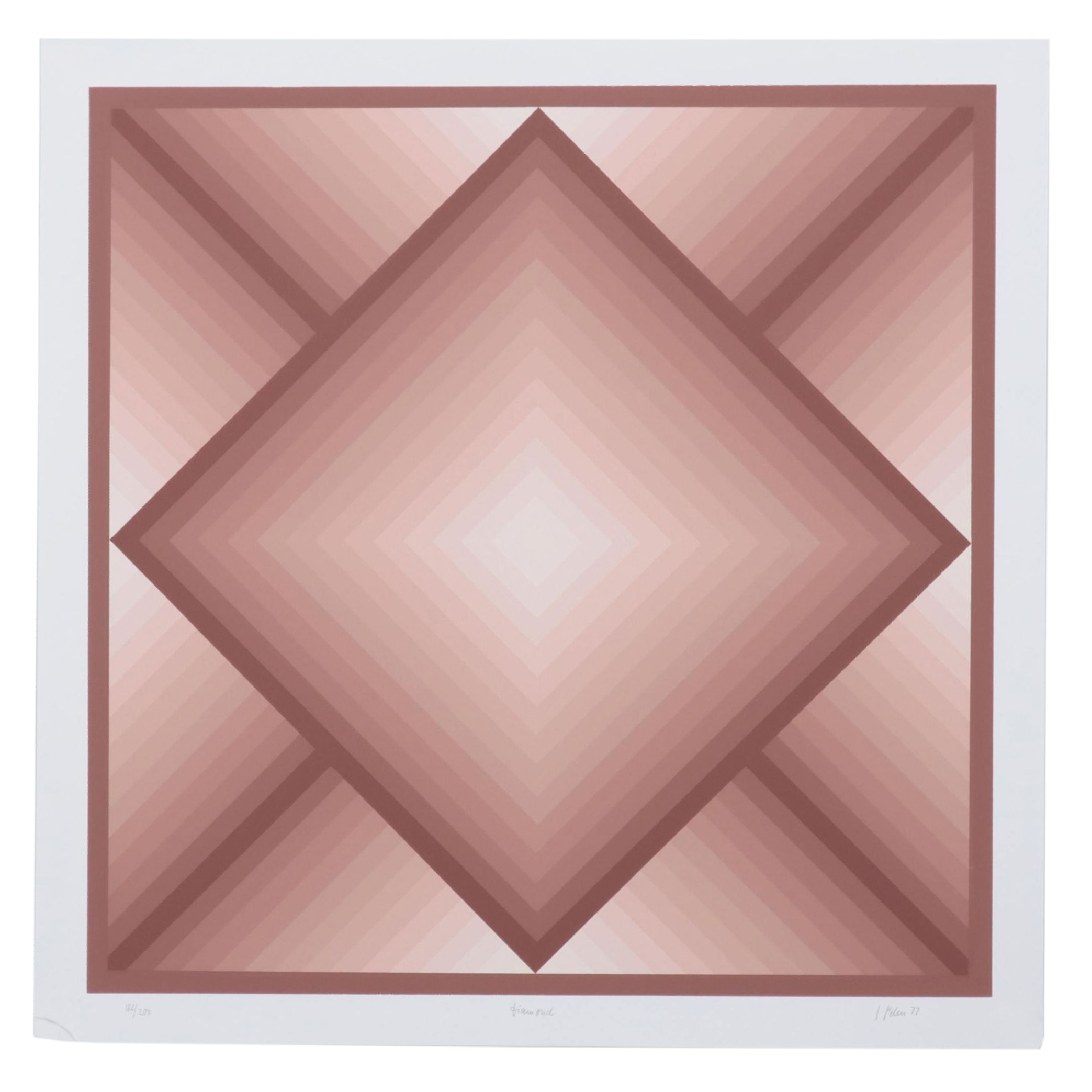 Jurgen Peters Geometric Abstract Serigraph "Diamond," 1977