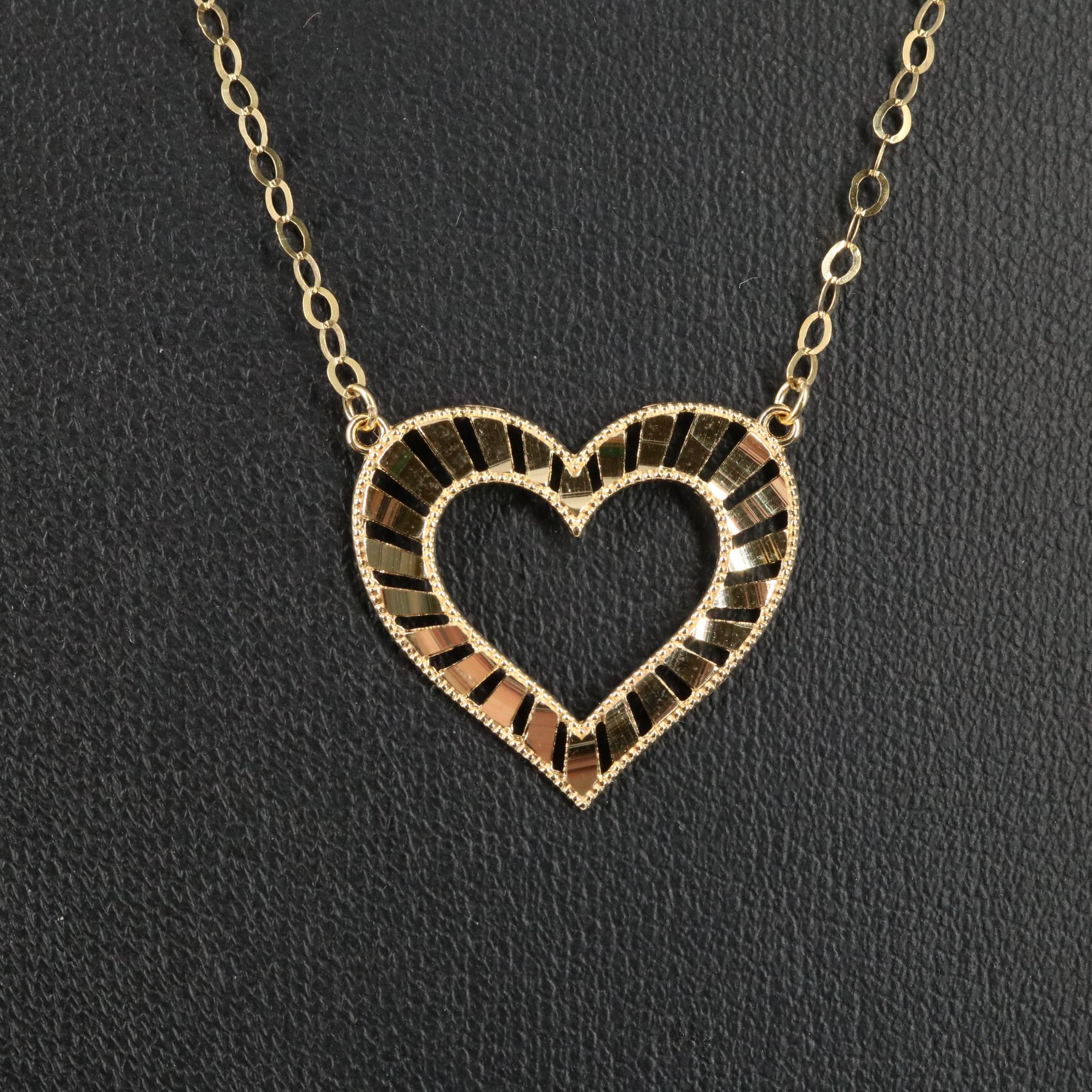 10K Open Heart Necklace