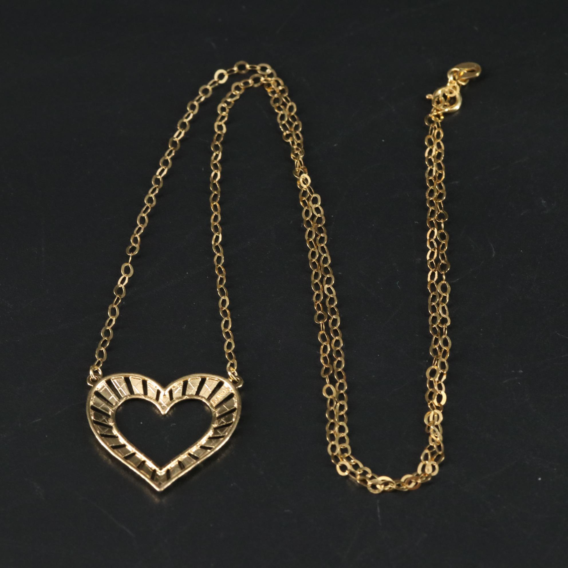 10K Open Heart Necklace