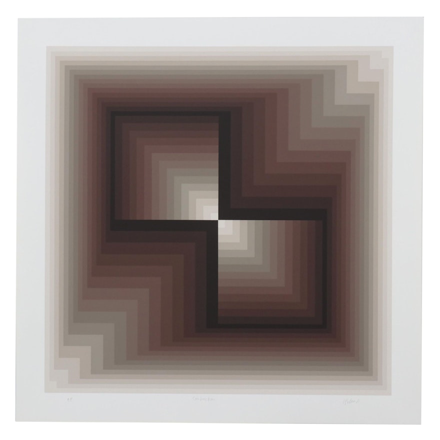 Jurgen Peters Op Art Serigraph "Contraction," 1981