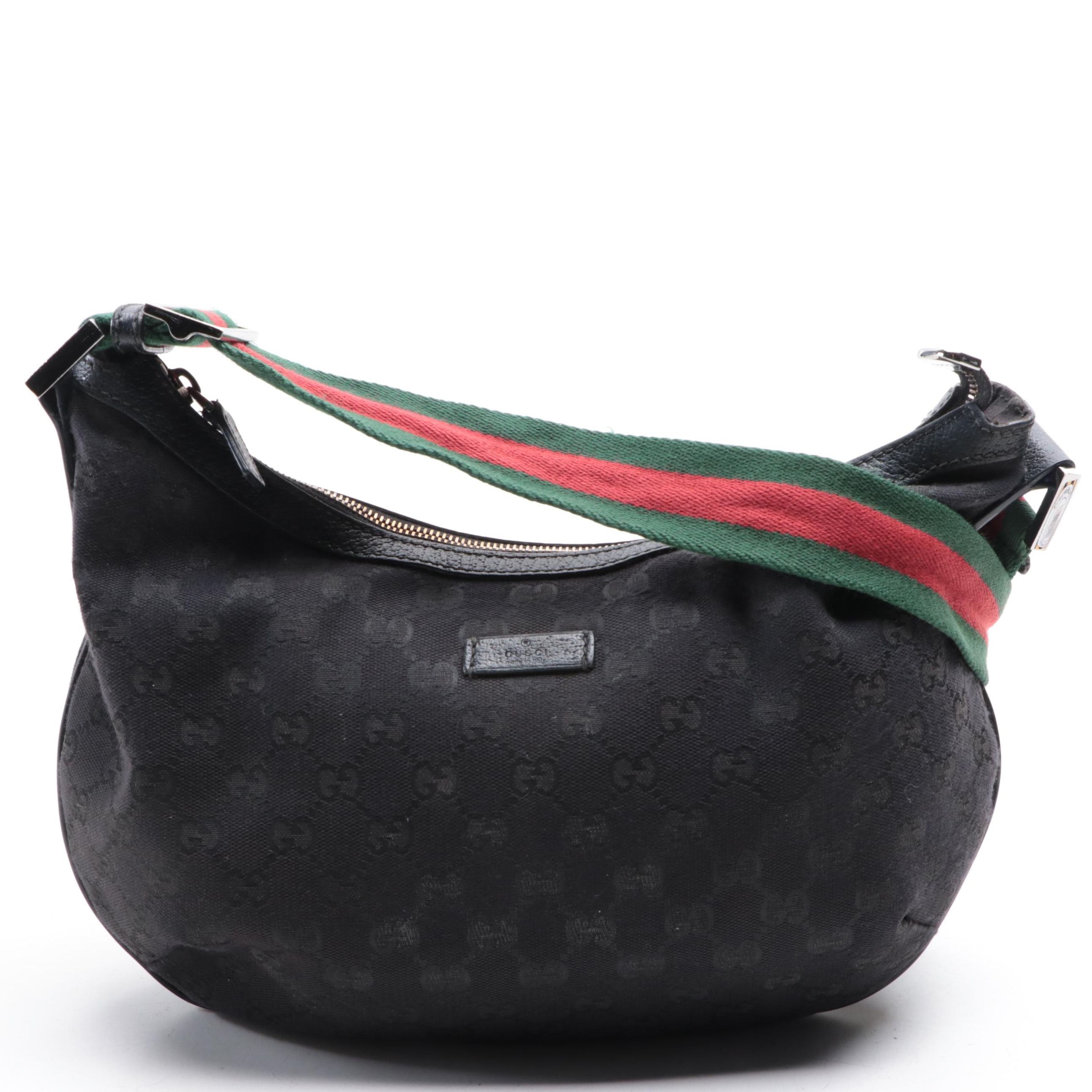 Gucci Web Crossbody Bag in GG Canvas and Cinghiale Leather