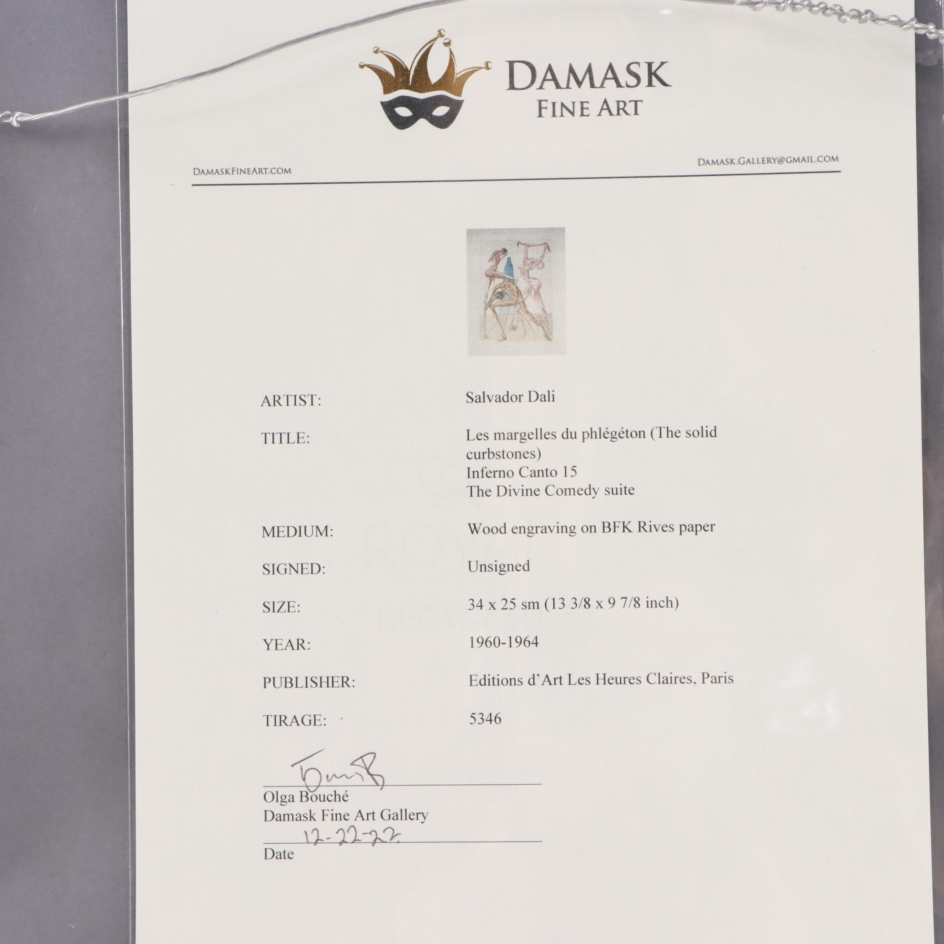 Salvador Dalí Wood Engraving "Les Simoniaques," 1960 - 1964