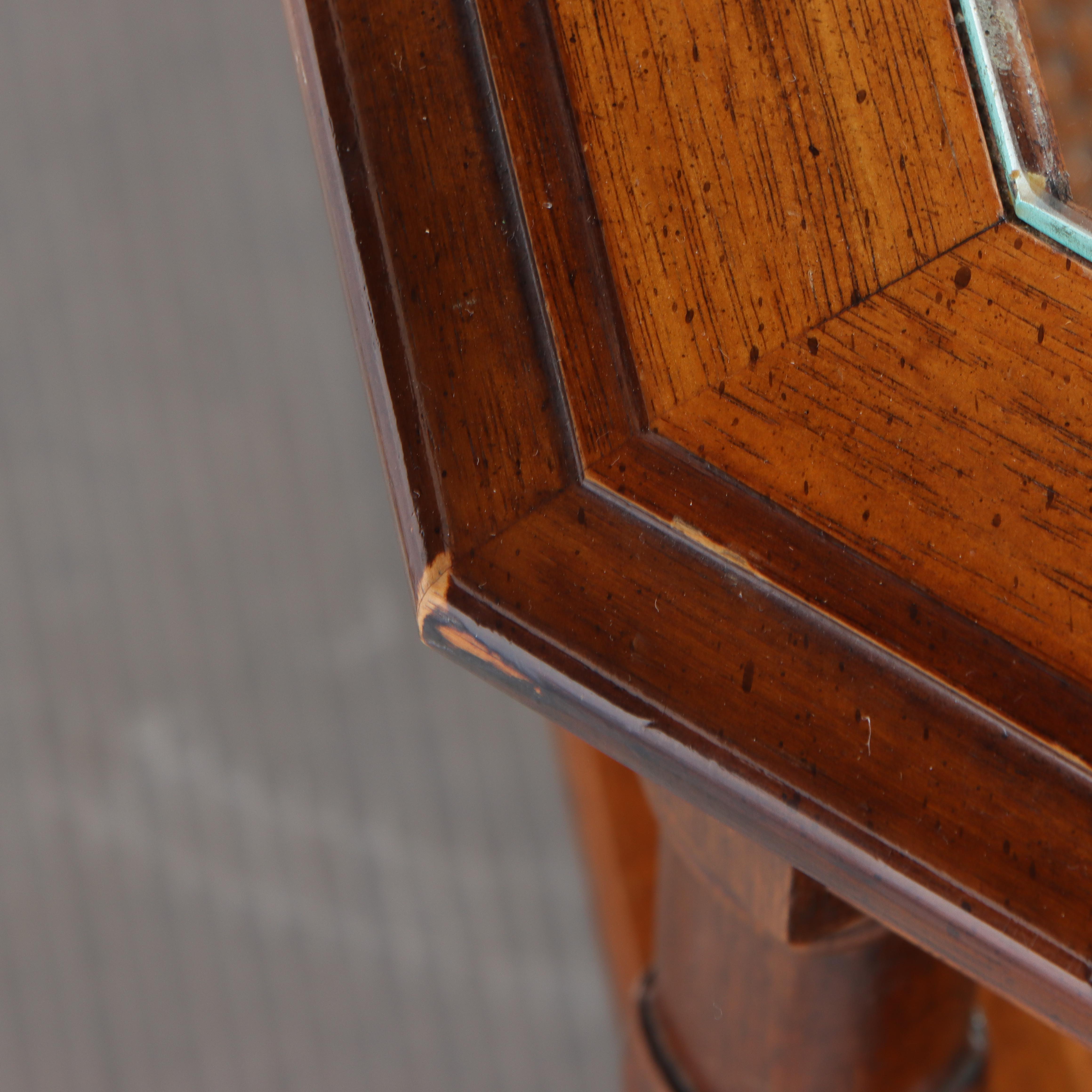 Walnut and Glass Top Octagonal Coffee Table, Mid to Late 20th Century