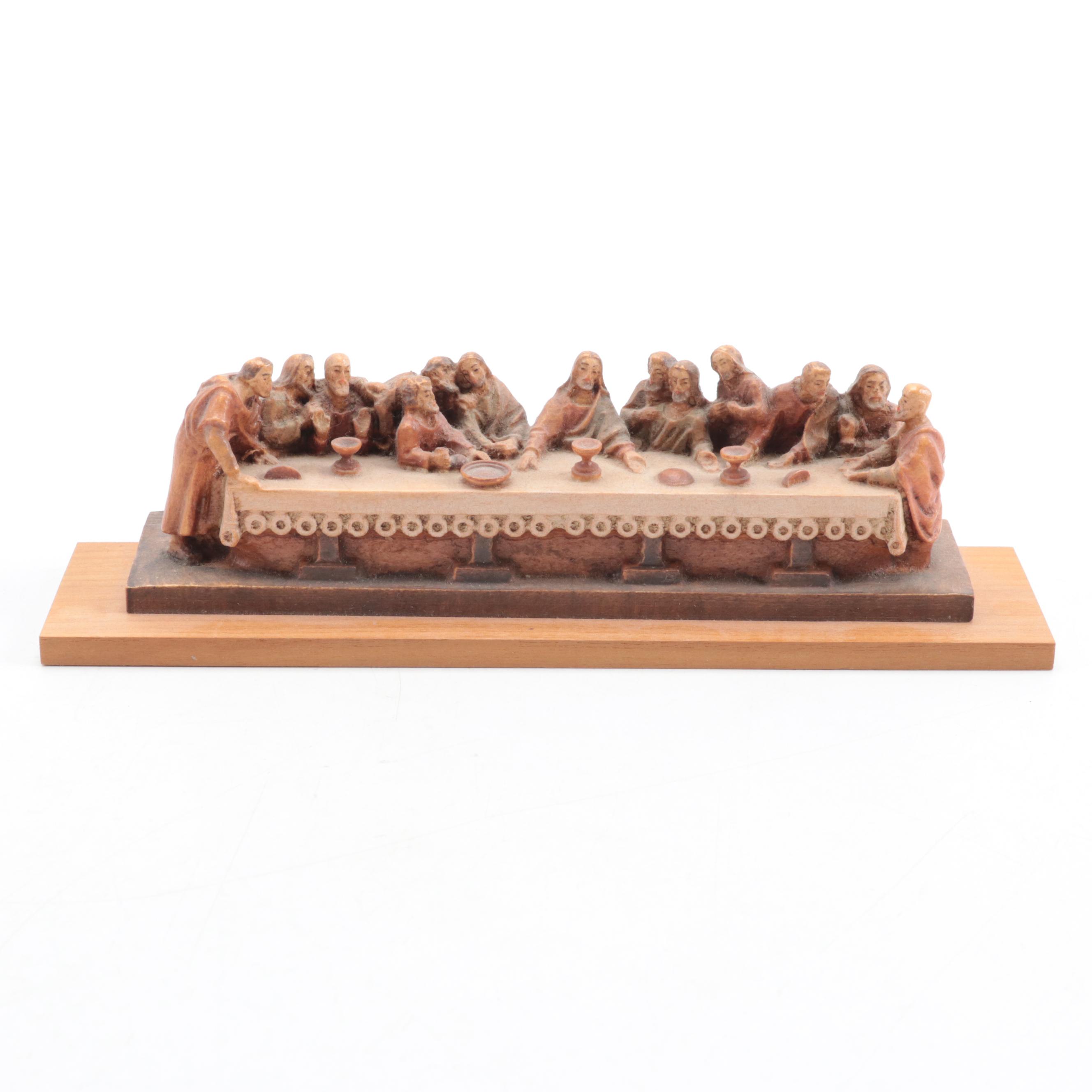 Carved Wooden "The Last Supper" after Leonardo di Vinci Tableau