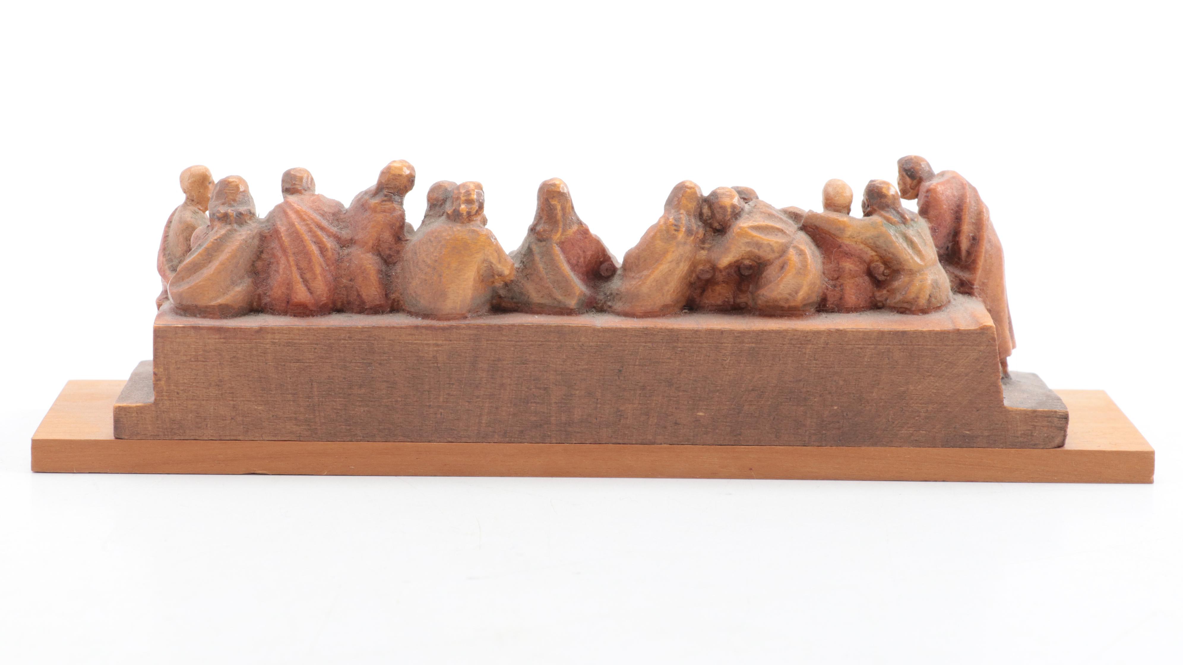 Carved Wooden "The Last Supper" after Leonardo di Vinci Tableau