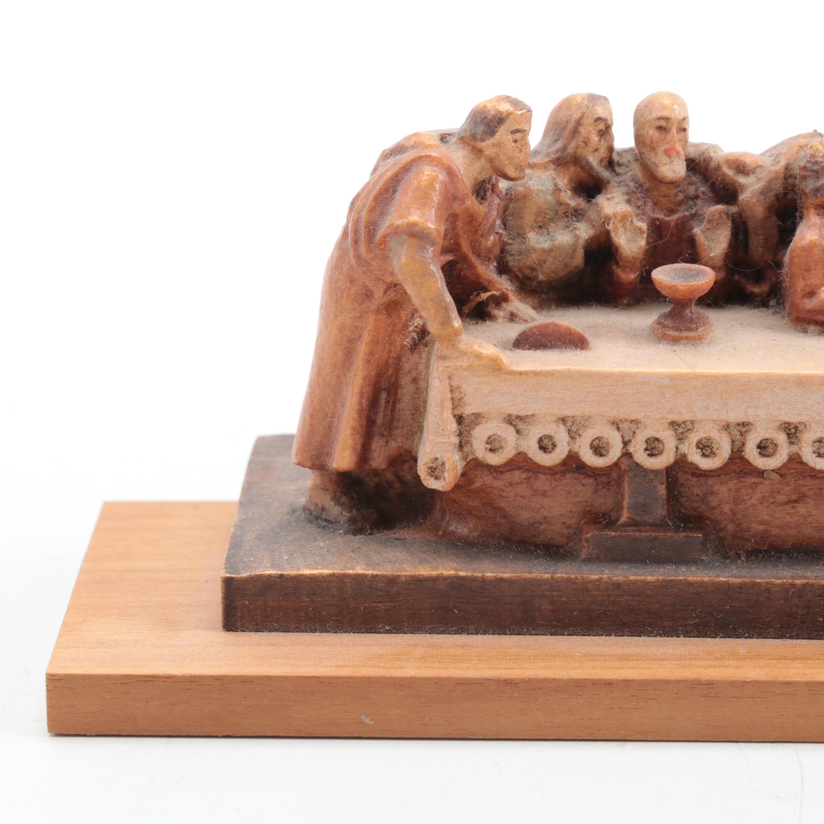 Carved Wooden "The Last Supper" after Leonardo di Vinci Tableau