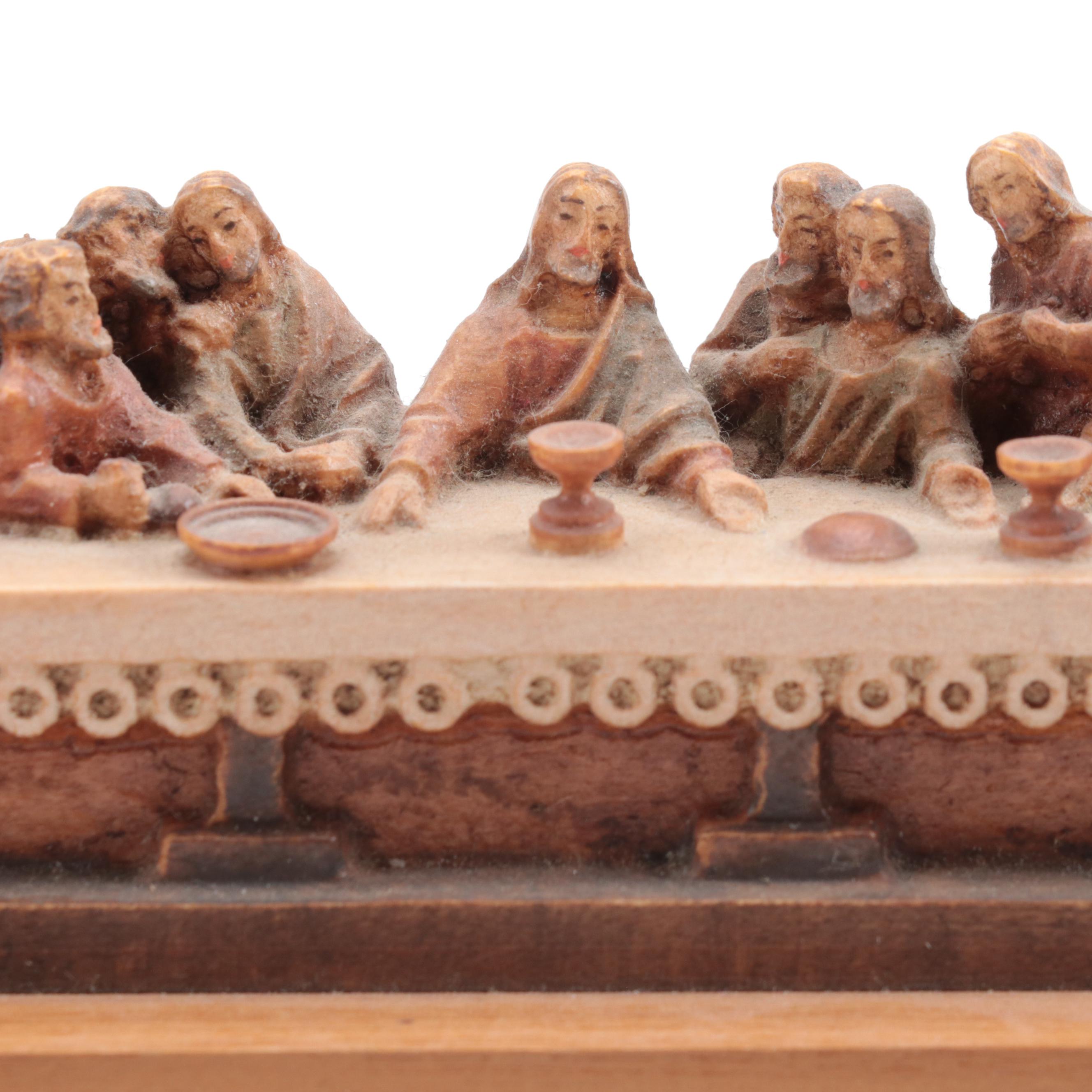 Carved Wooden "The Last Supper" after Leonardo di Vinci Tableau
