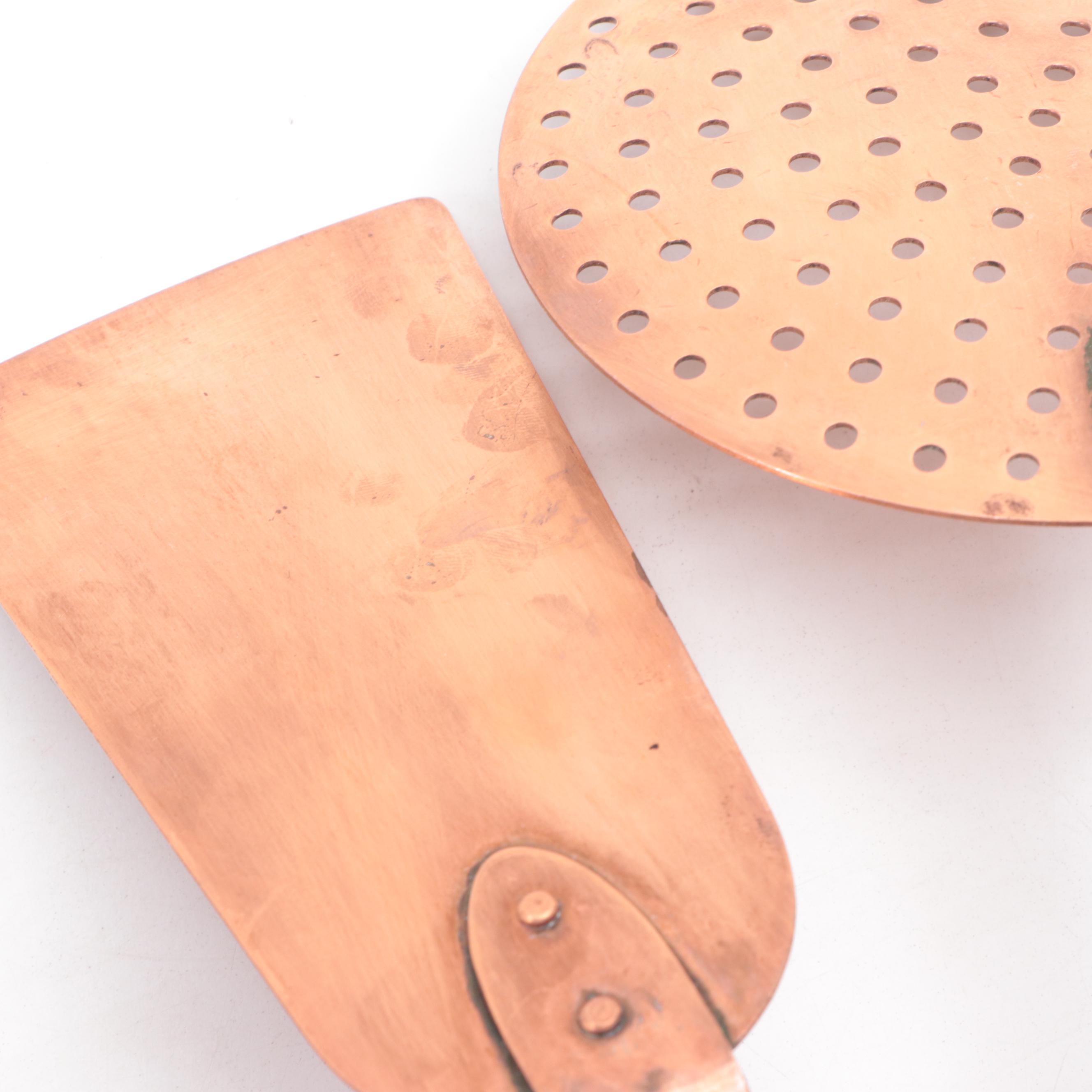 Portugal Copper Fondue Pot with Pans and Cooking Utensils, Mid to Late 20th C.