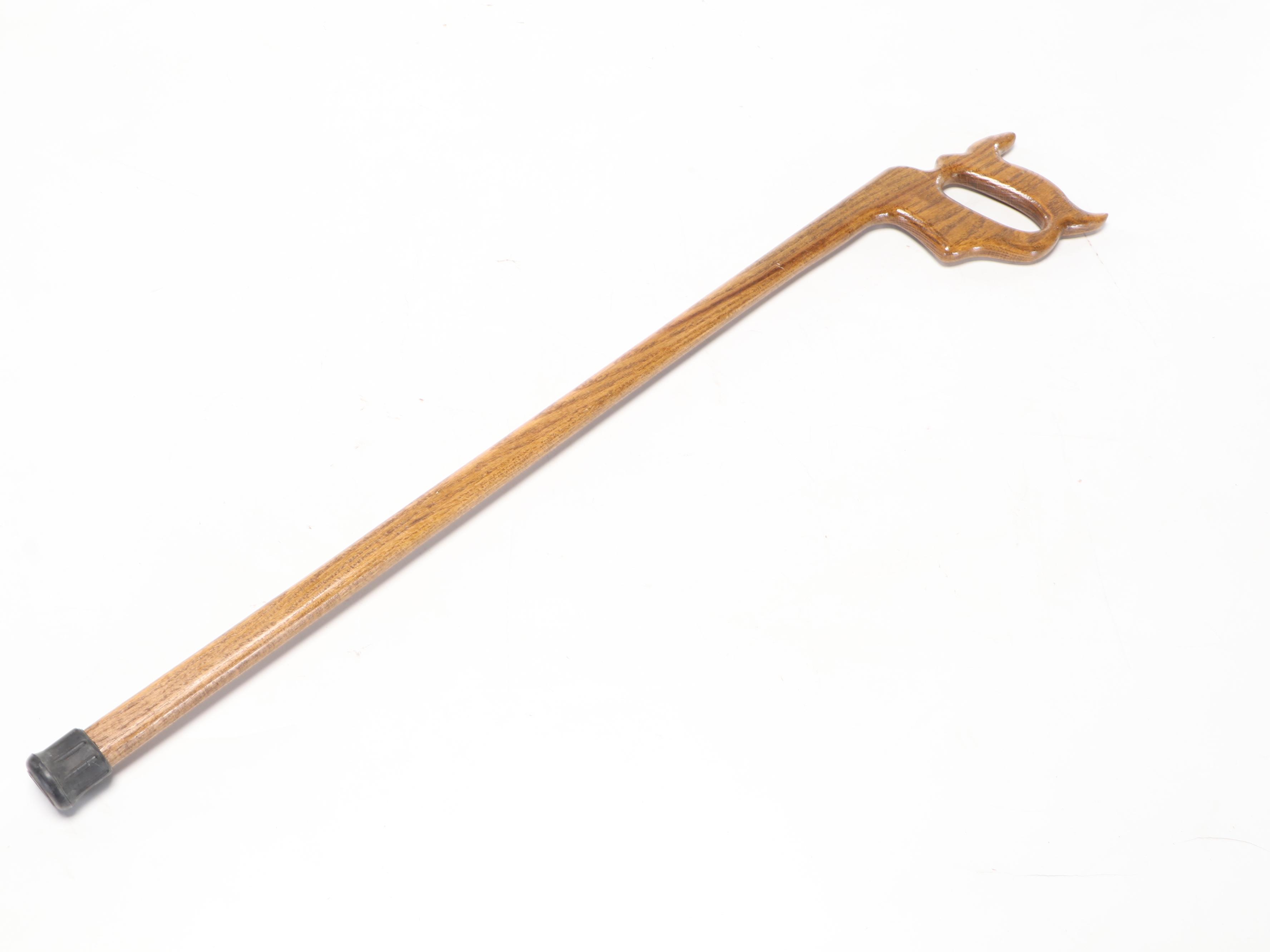 Carved Oak Cane with Wooden Walking Stick and Cane-Handle Umbrella