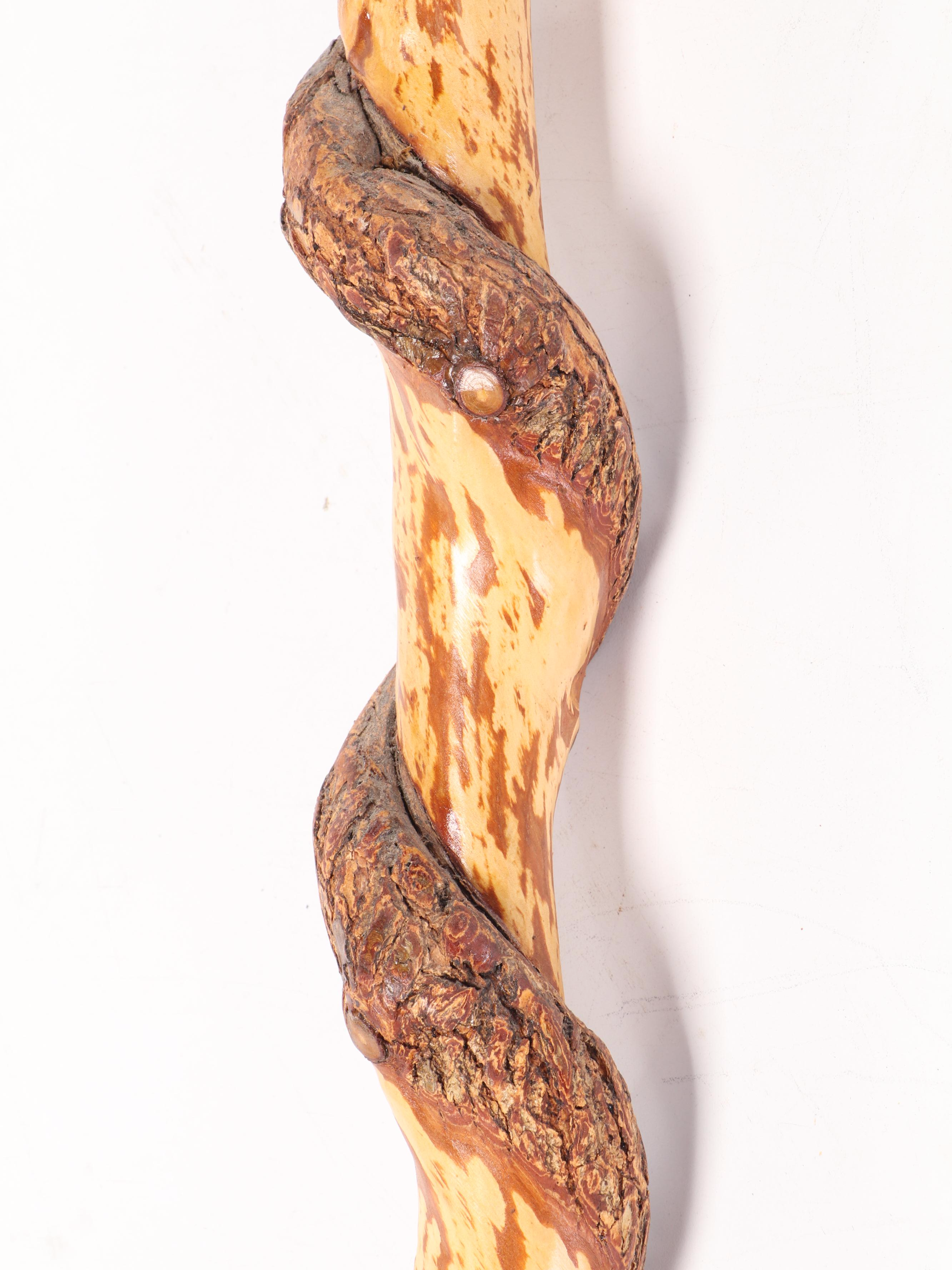 Carved Oak Cane with Wooden Walking Stick and Cane-Handle Umbrella