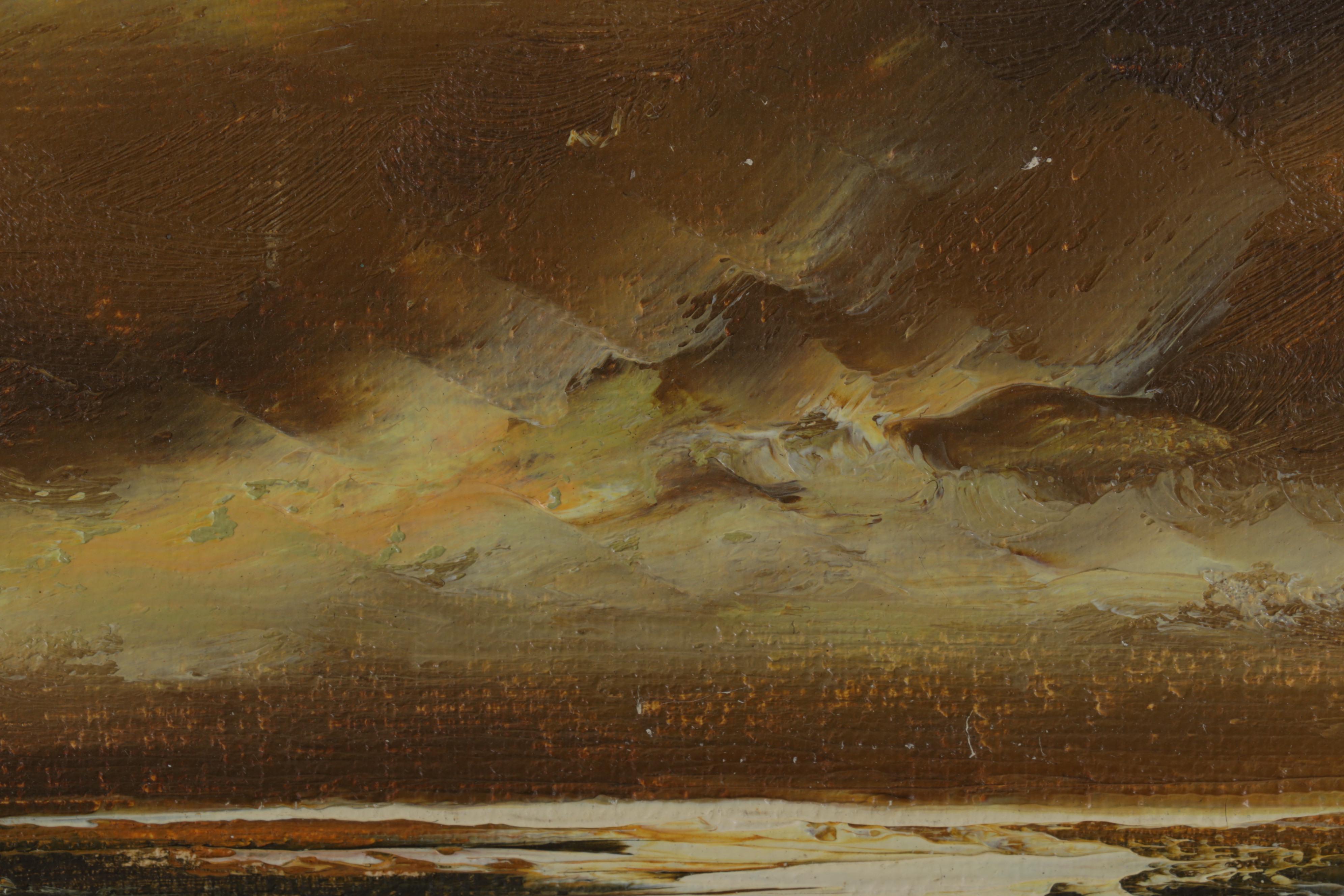 P. Dali Seascape Oil Painting of Waves Crashing on Rocky Beach, Circa 1972