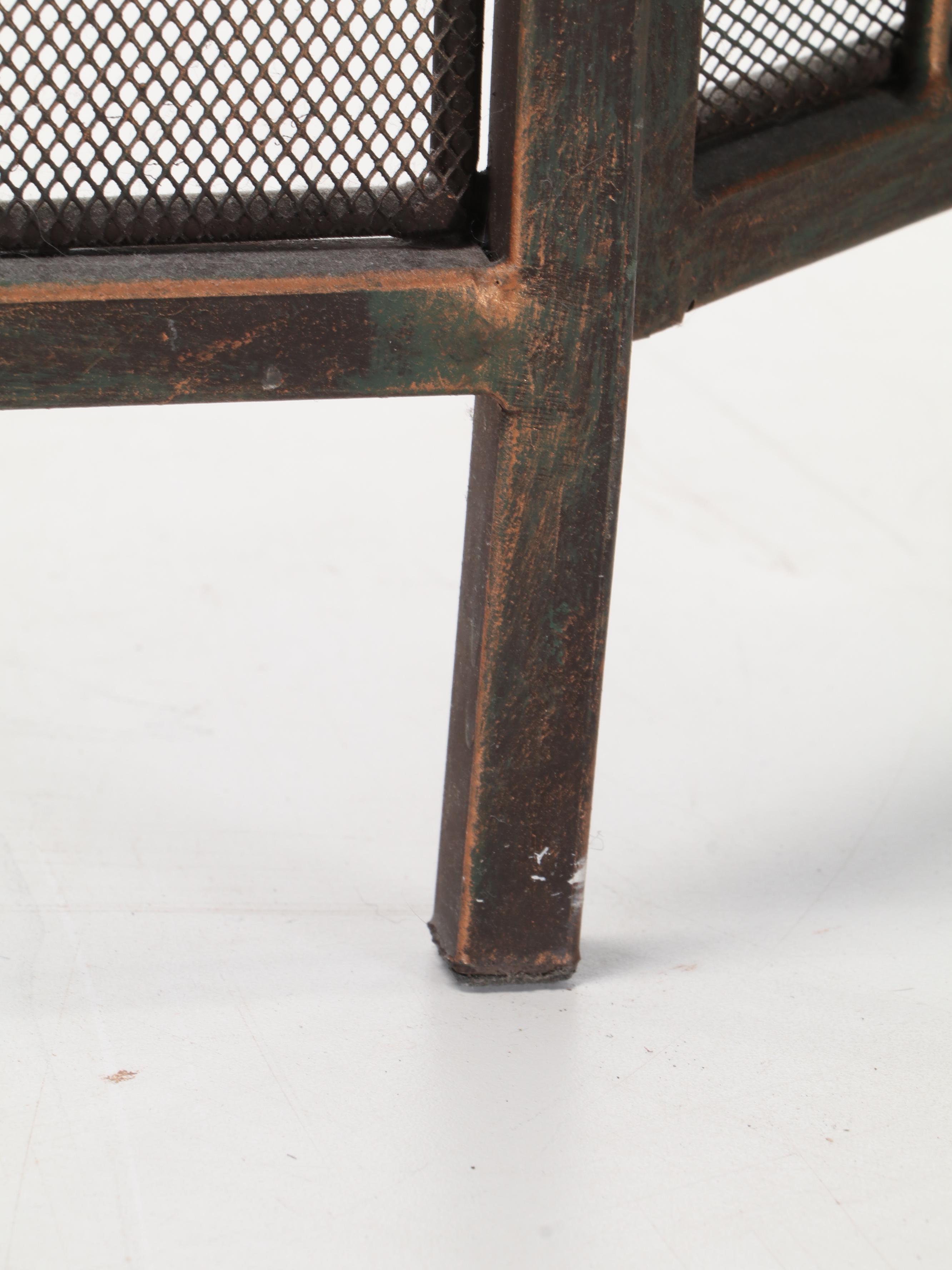 Mesh and Metal Three Panel Folding Firescreen