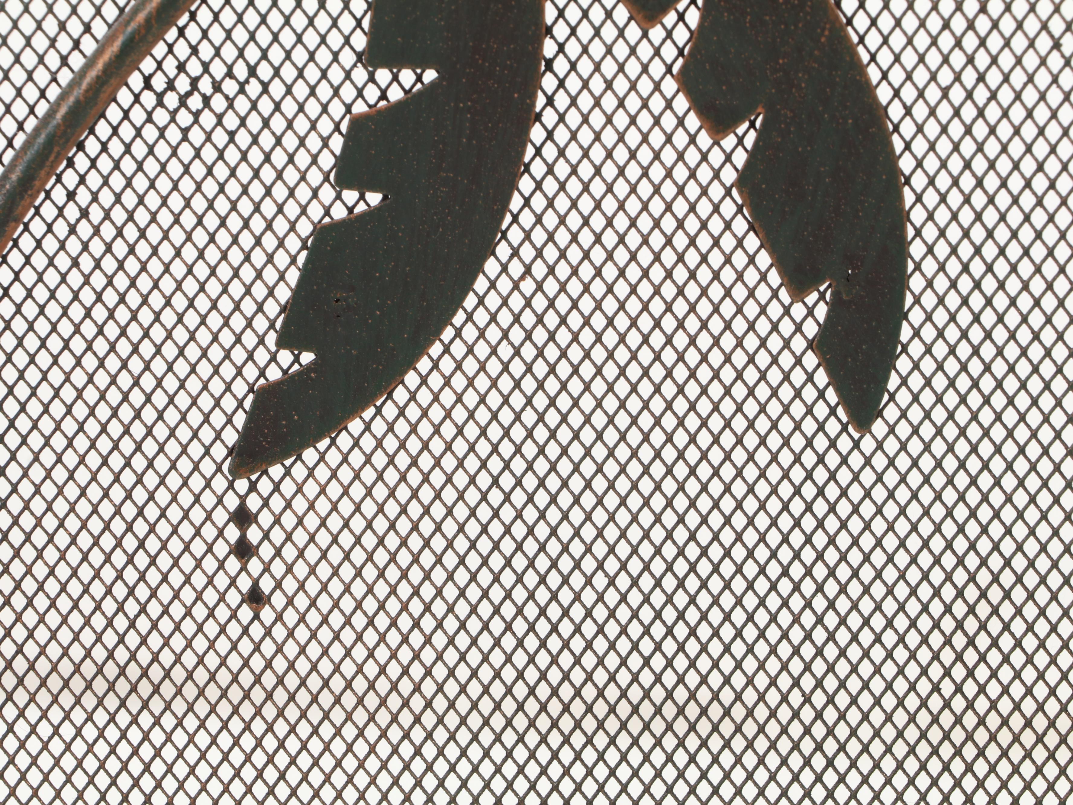 Mesh and Metal Three Panel Folding Firescreen