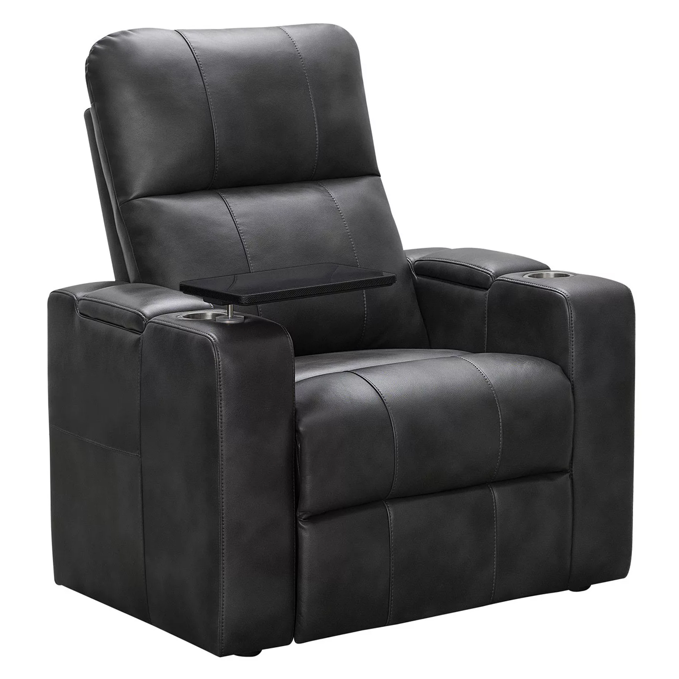 Abbyson Living Travis Power Theater Recliner with Table in Gray