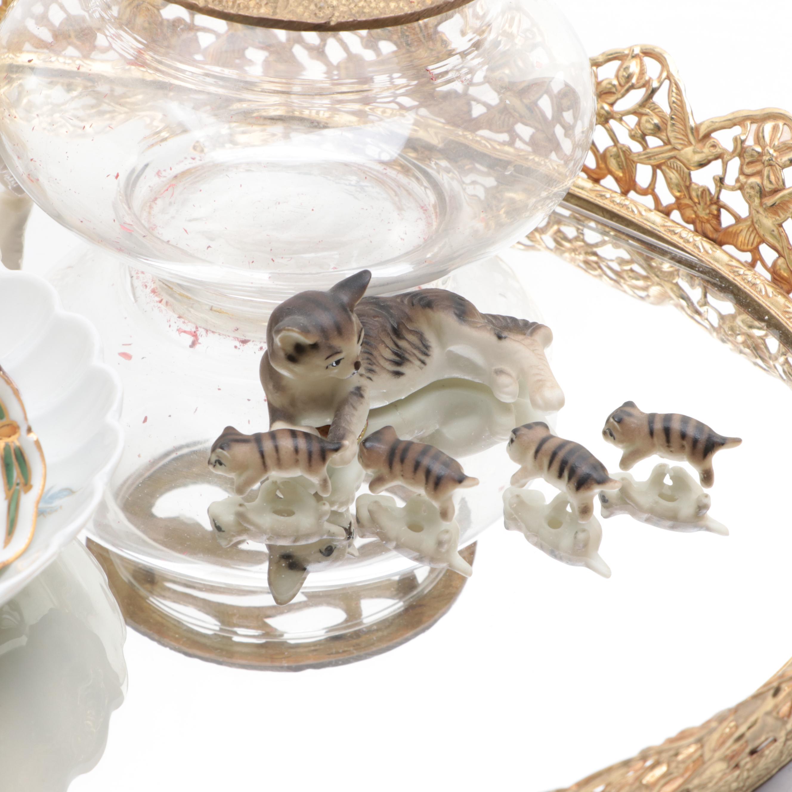 Japanese and Other Porcelain Figurines and Tableware with Vanity Décor