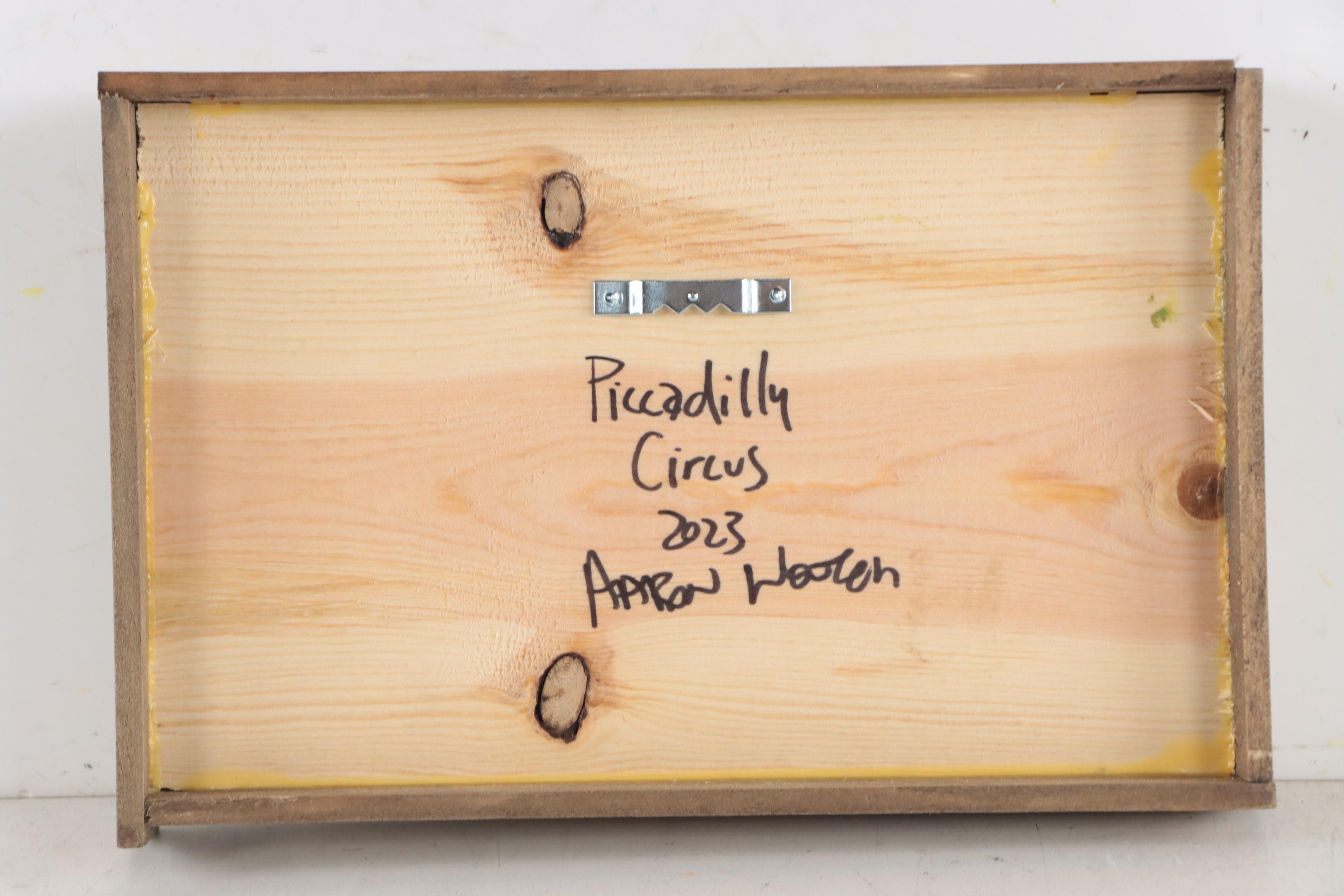 Aaron Wooten Urban Landscape Mixed Media Painting "Piccadilly Circus," 2023