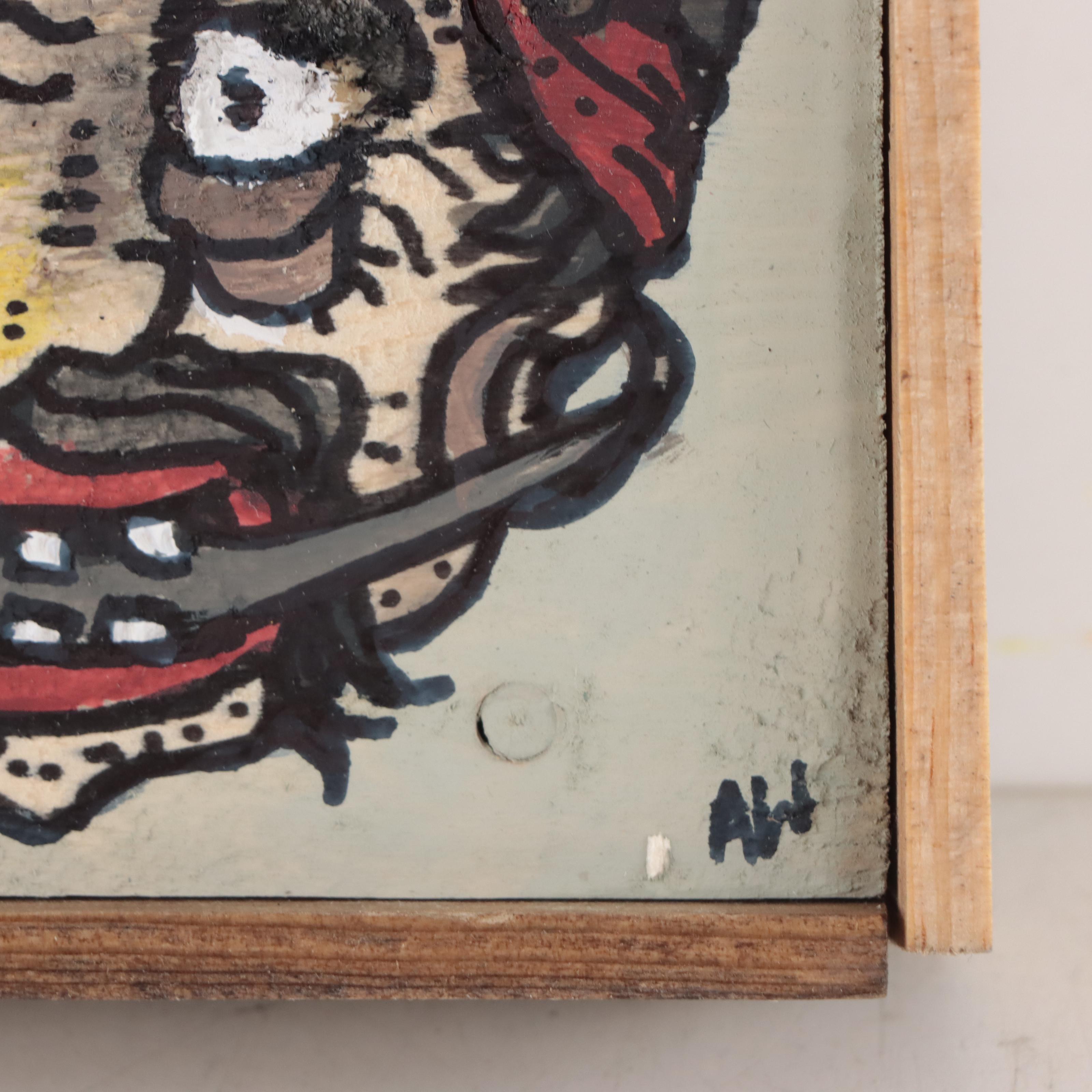 Aaron Wooten Portrait Mixed Media Painting "The Pirate," 2022