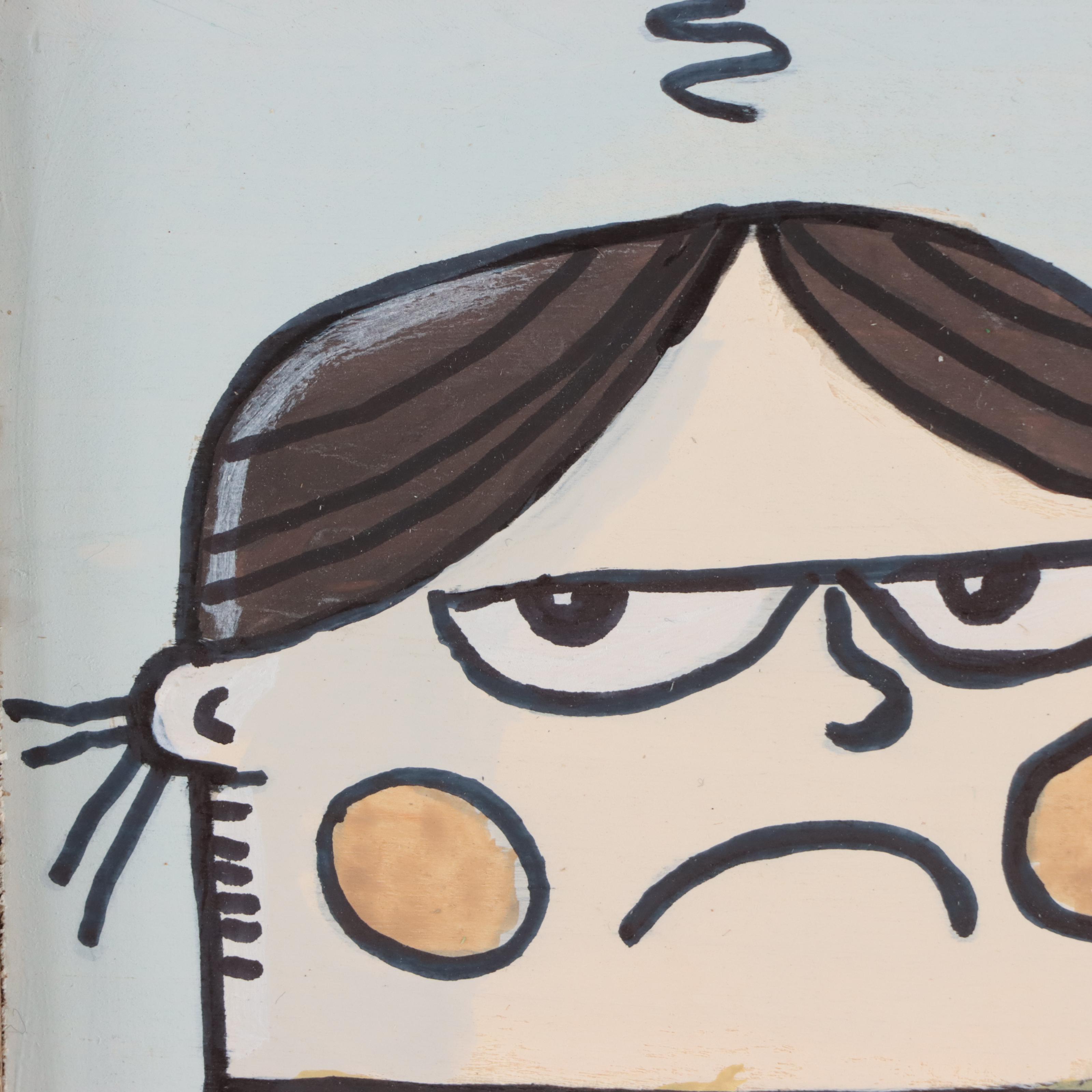 Aaron Wooten Portrait Mixed Media Painting "Lucy," 2022